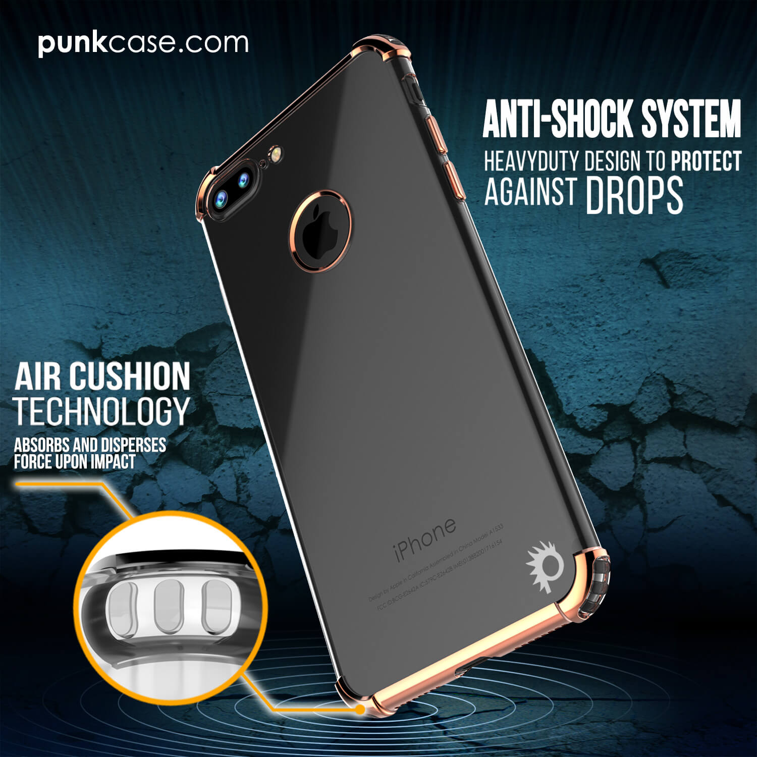 iPhone 8 PLUS Case, Punkcase BLAZE RoseGold Series Protective Cover W/ PunkShield Screen Protector