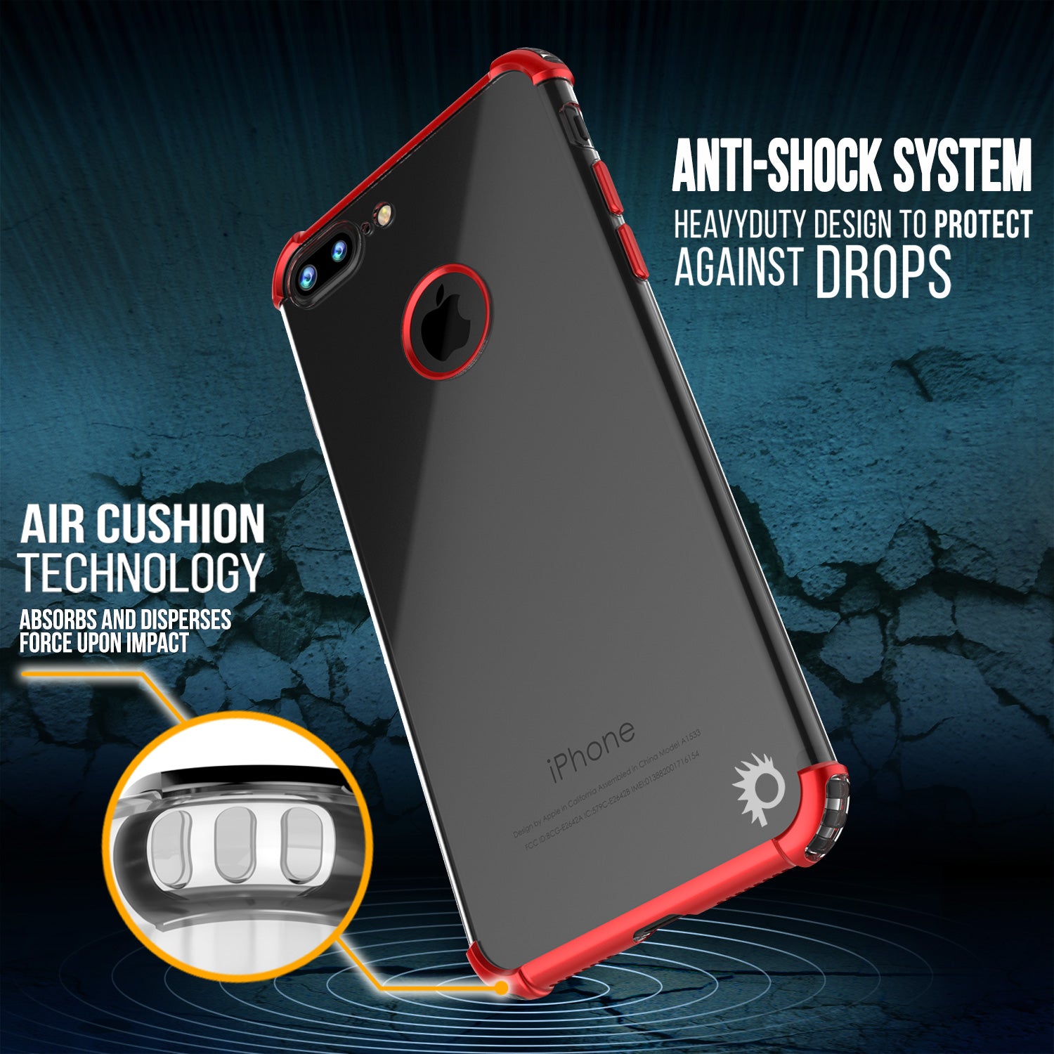 iPhone 8 PLUS Case, Punkcase BLAZE Red Series Protective Cover W/ PunkShield Screen Protector