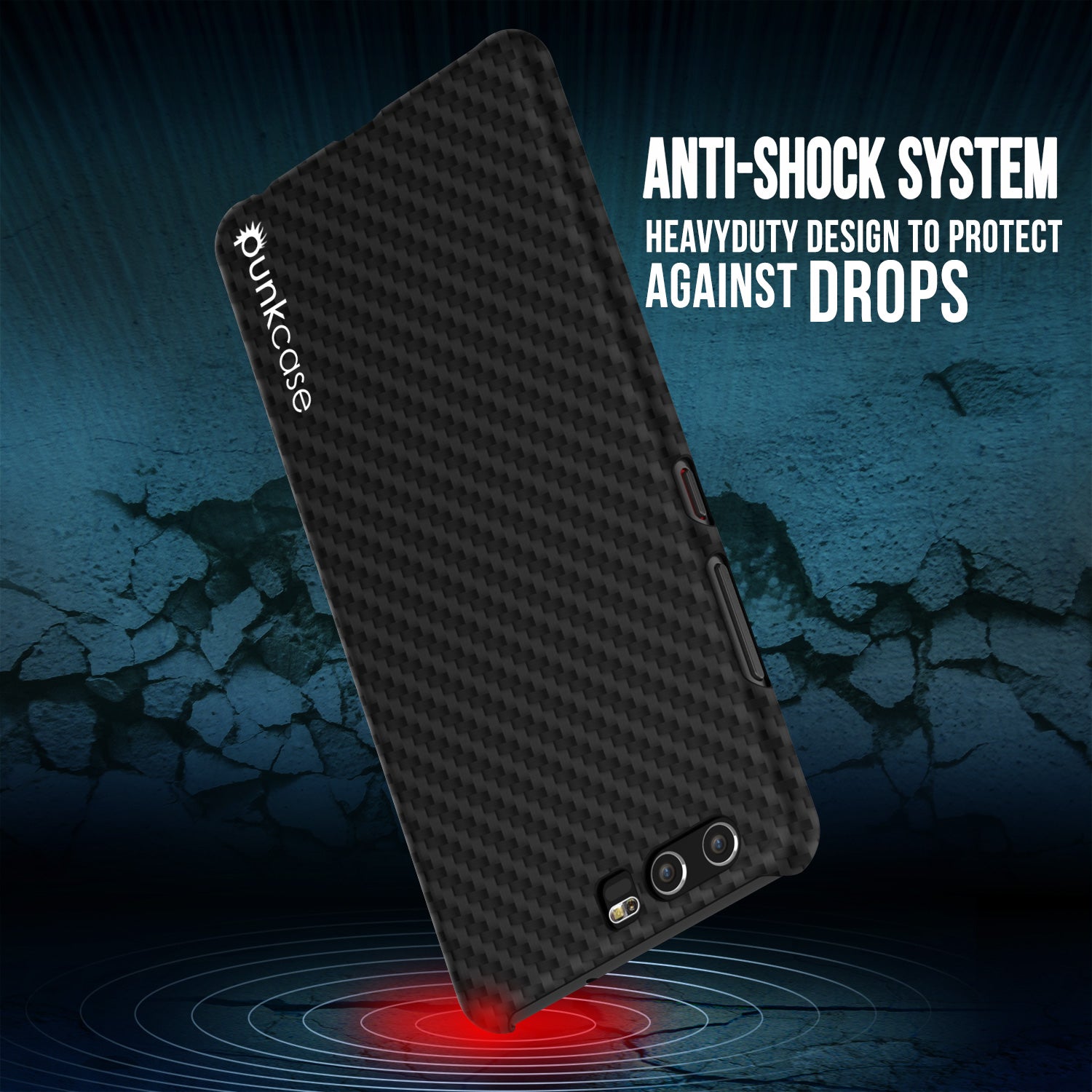 Huawei P10 Case, Punkcase CarbonShield, Heavy Duty [Jet Black] Cover
