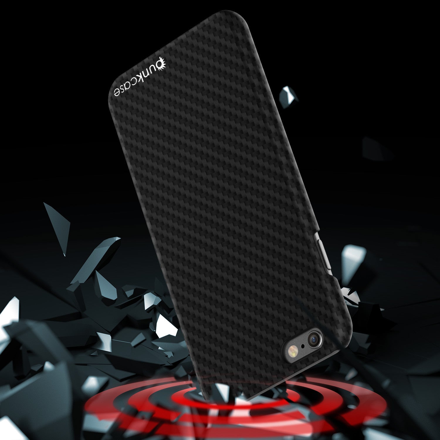 iPhone 8 Case, Punkcase CarbonShield Jet Black with 0.3mm Tempered Glass