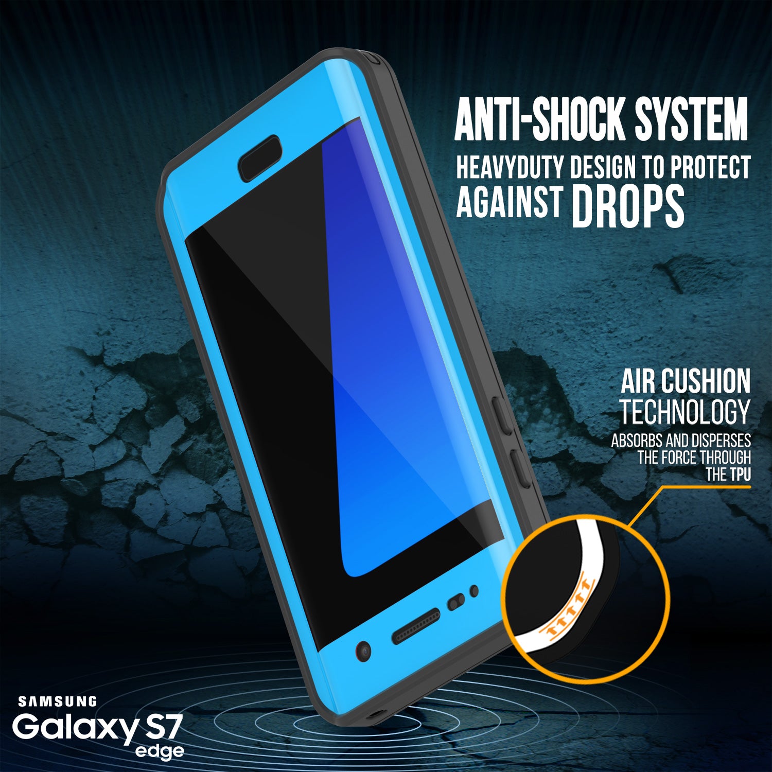 Galaxy S7 Edge Waterproof Case, Punkcase [Extreme Series] [Slim Fit] [IP68 Certified] Armor Cover W/ Built In Screen Protector [LIGHT BLUE]