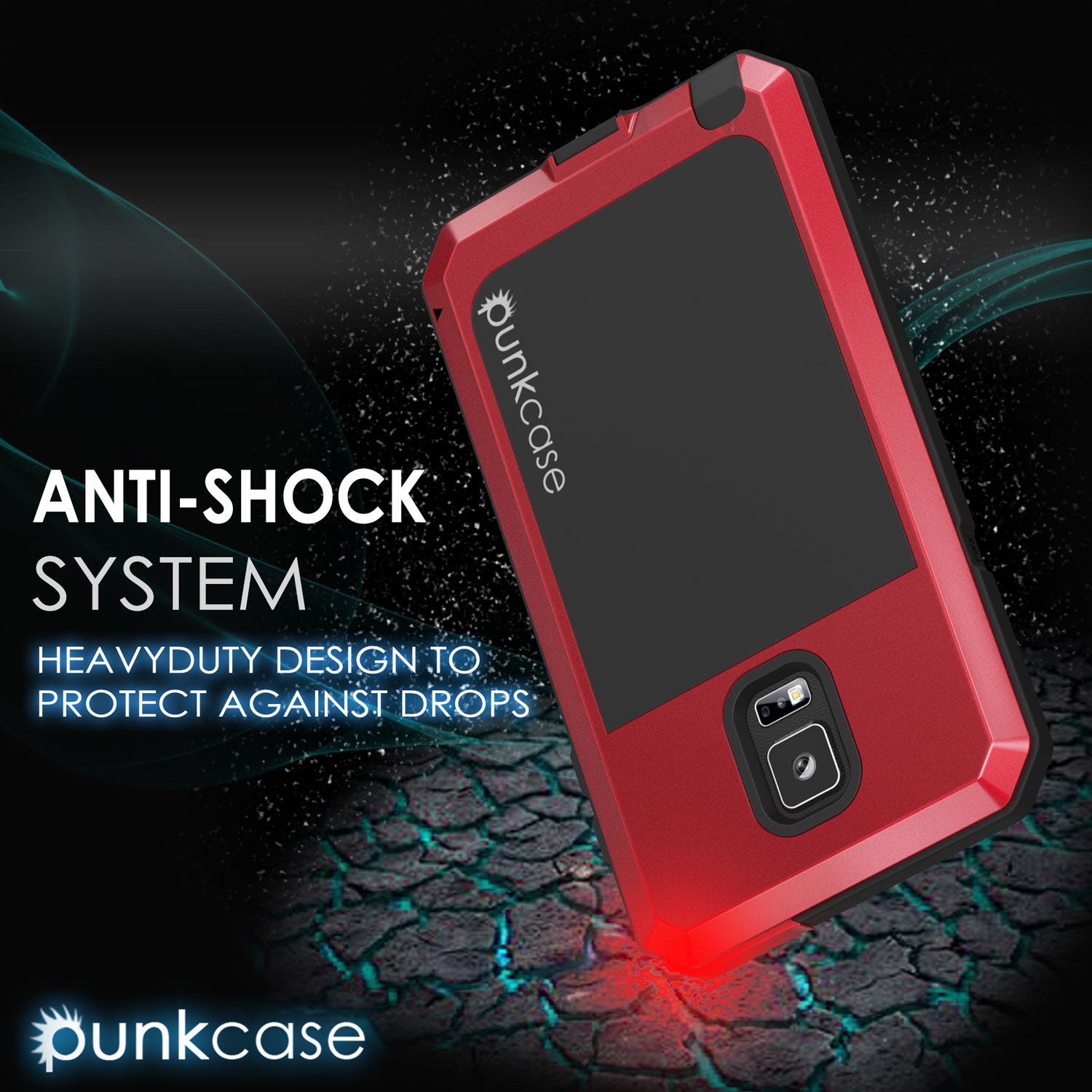 Note 4 Case, Punkcase® METALLIC Series RED w/ TEMPERED GLASS | Aluminum Frame
