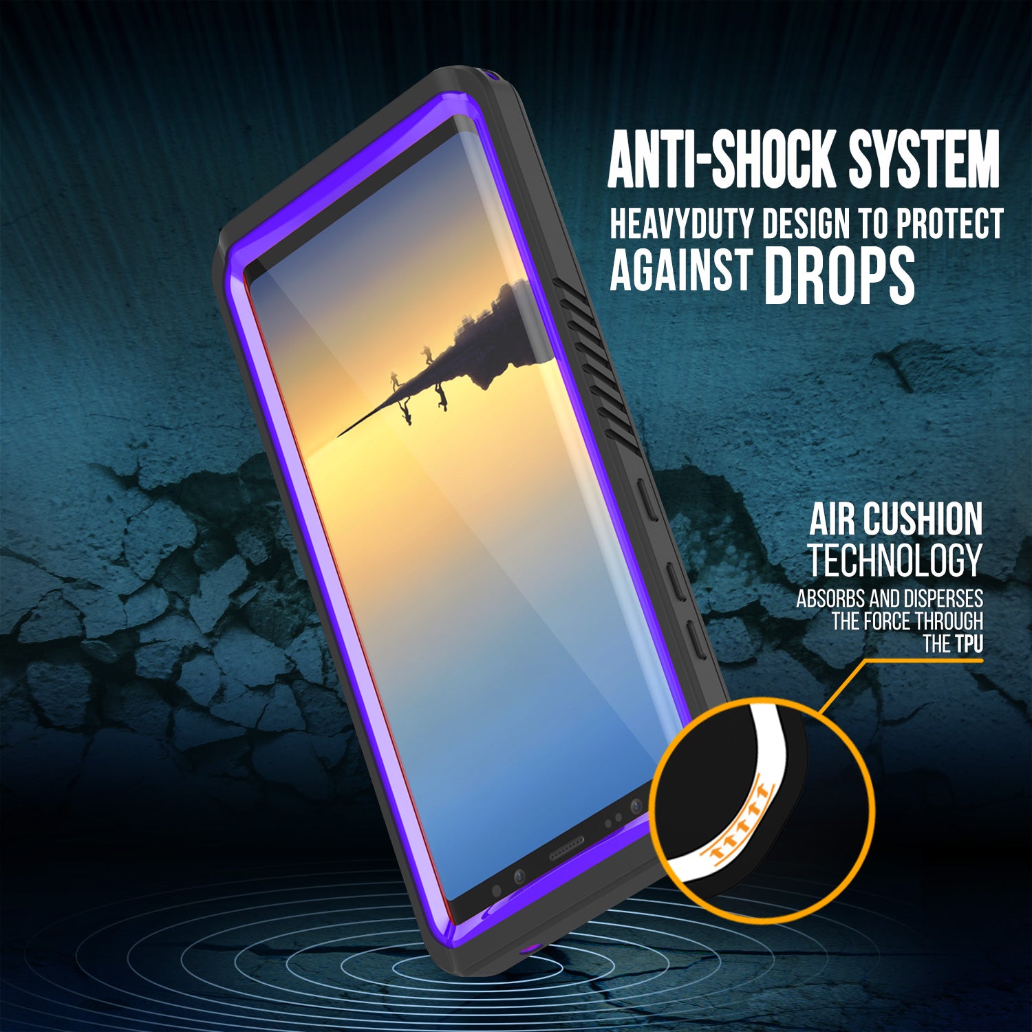 Galaxy Note 8 Anti-Shock Screen Protector Slim-Fit Case [Purple]