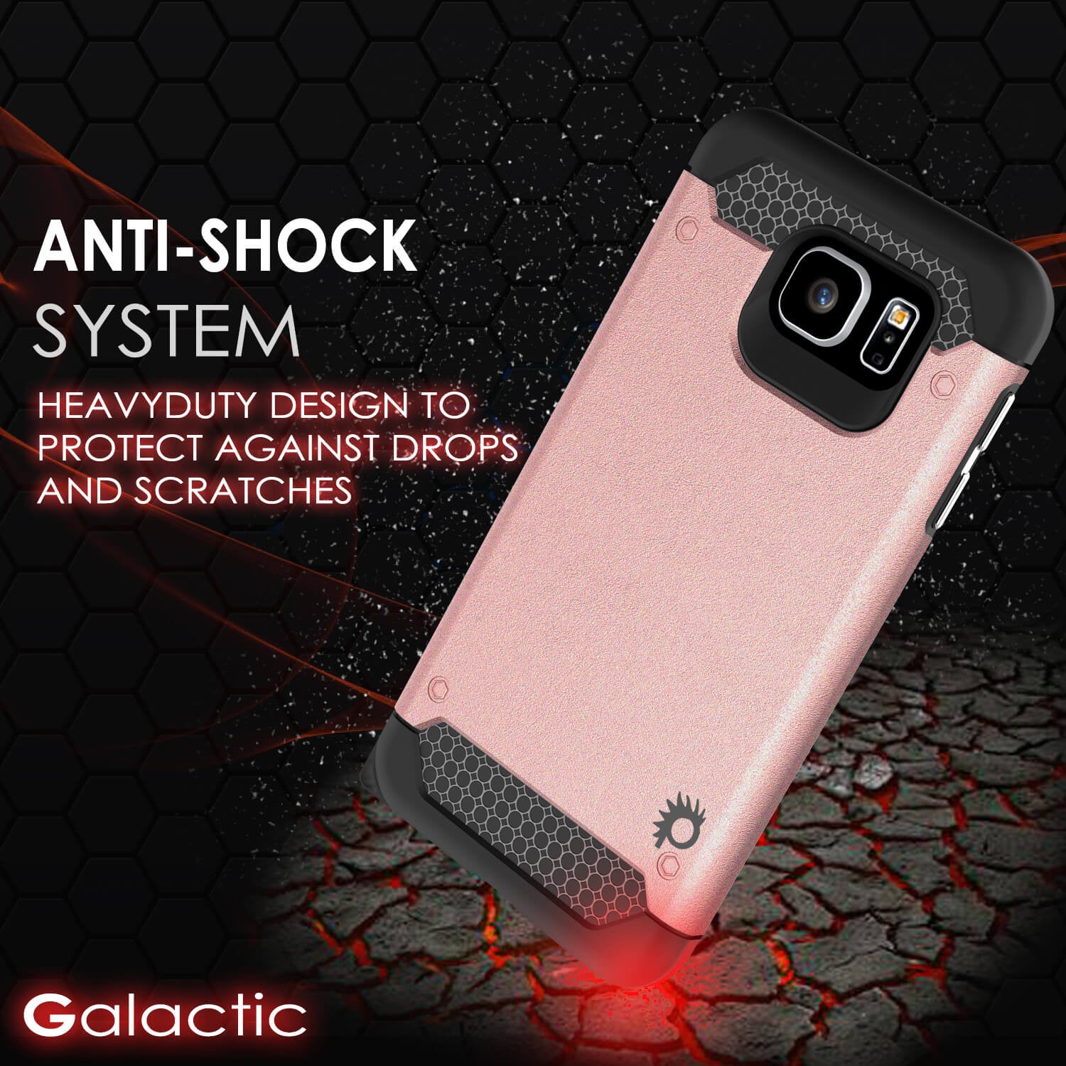 Galaxy s6 Case PunkCase Galactic Rose Gold Series Slim Armor Soft Cover Case w/ Tempered Glass