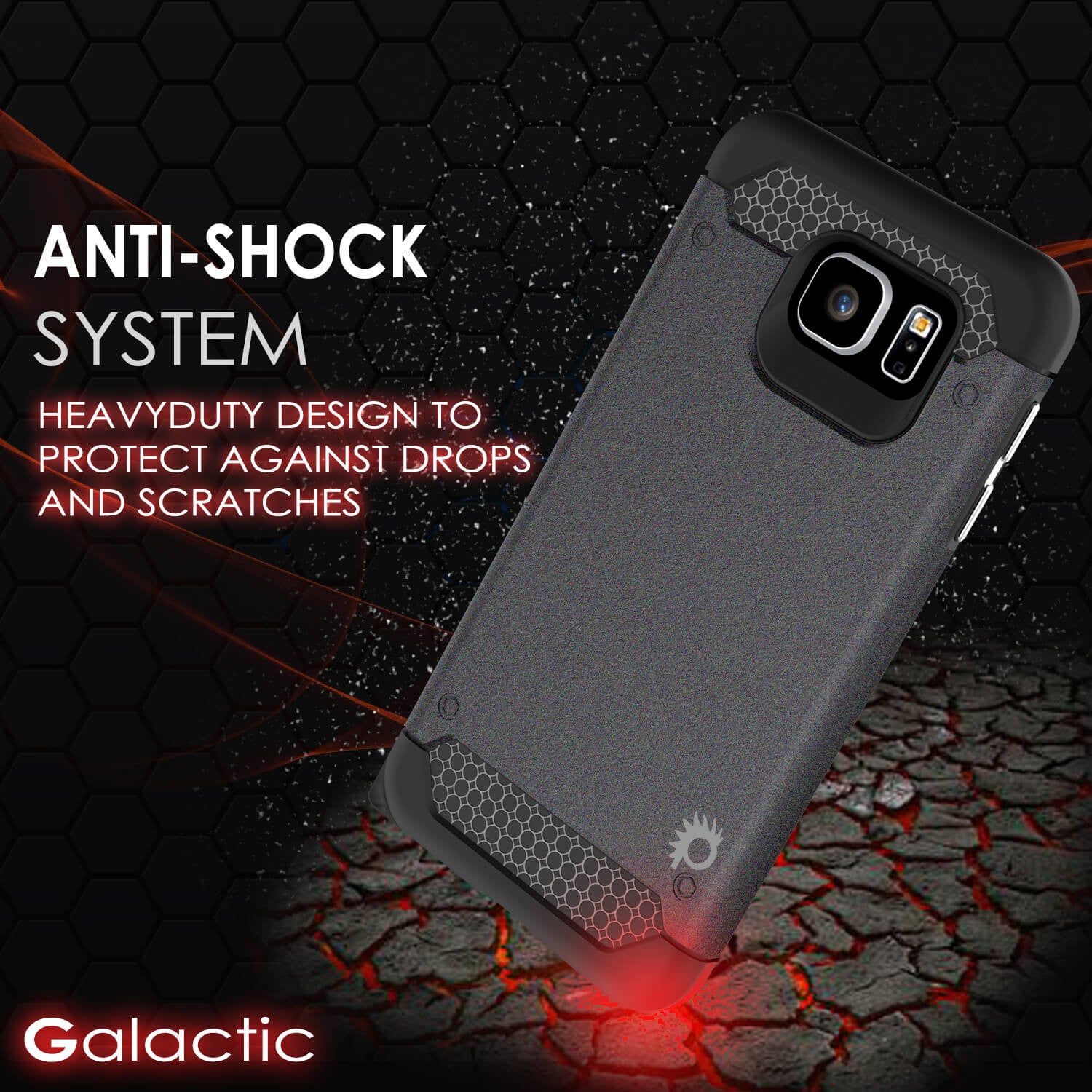 Galaxy s6 Case PunkCase Galactic Black Series Slim Armor Soft Cover Case w/ Tempered Glass