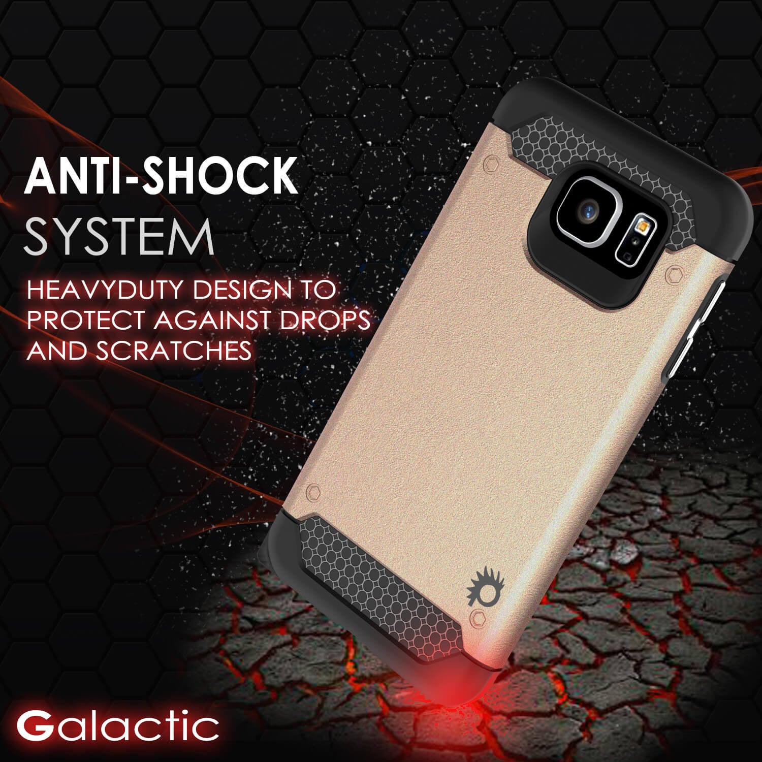 Galaxy s6 Case PunkCase Galactic Gold Series Slim Armor Soft Cover Case w/ Tempered Glass