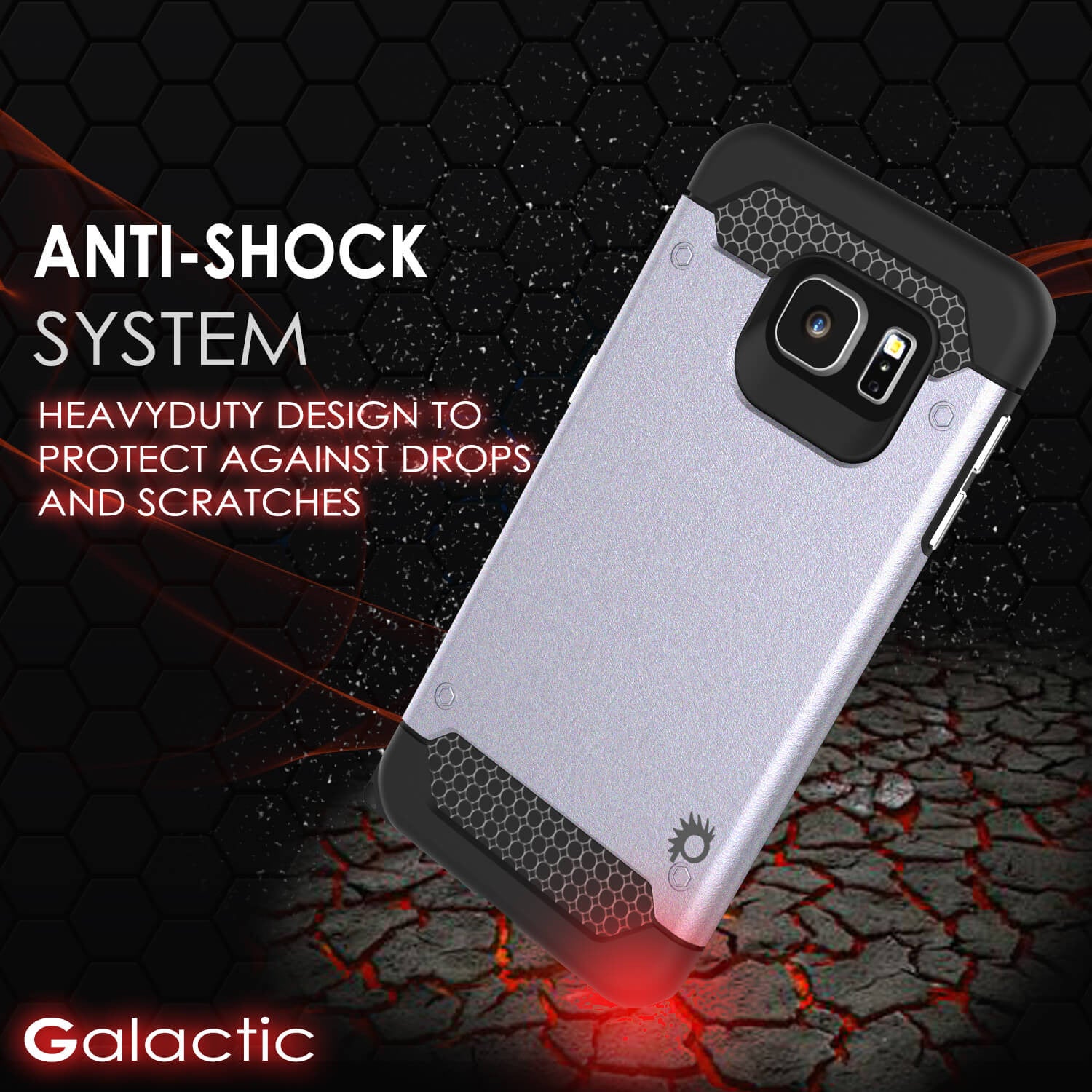 Galaxy s6 EDGE Case PunkCase Galactic SIlver Series Slim Armor Soft Cover w/ Screen Protector