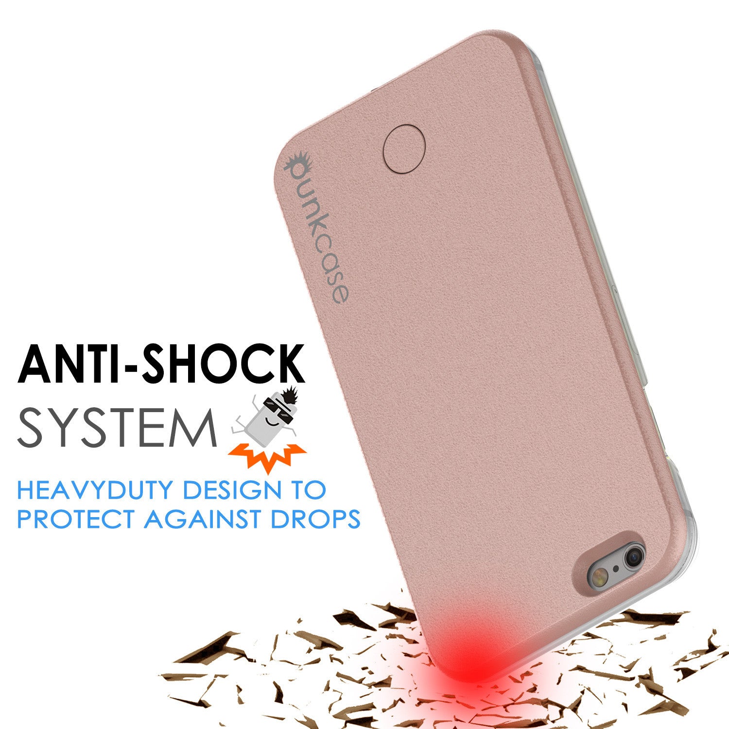 iPhone 6/6S Punkcase LED Light Case Light Illuminated Case, ROSE GOLD W/  Battery Power Bank