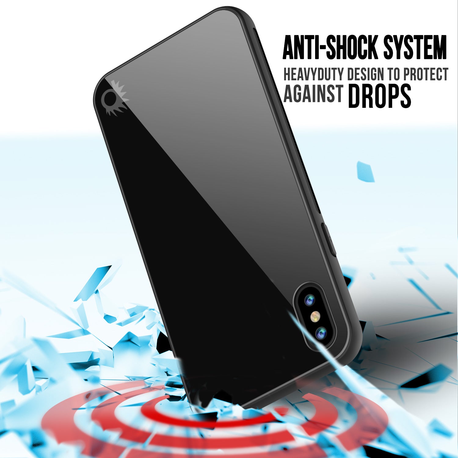 iPhone X Case, Punkcase GlassShield Ultra Thin Protective 9H Full Body Tempered Glass Cover Black