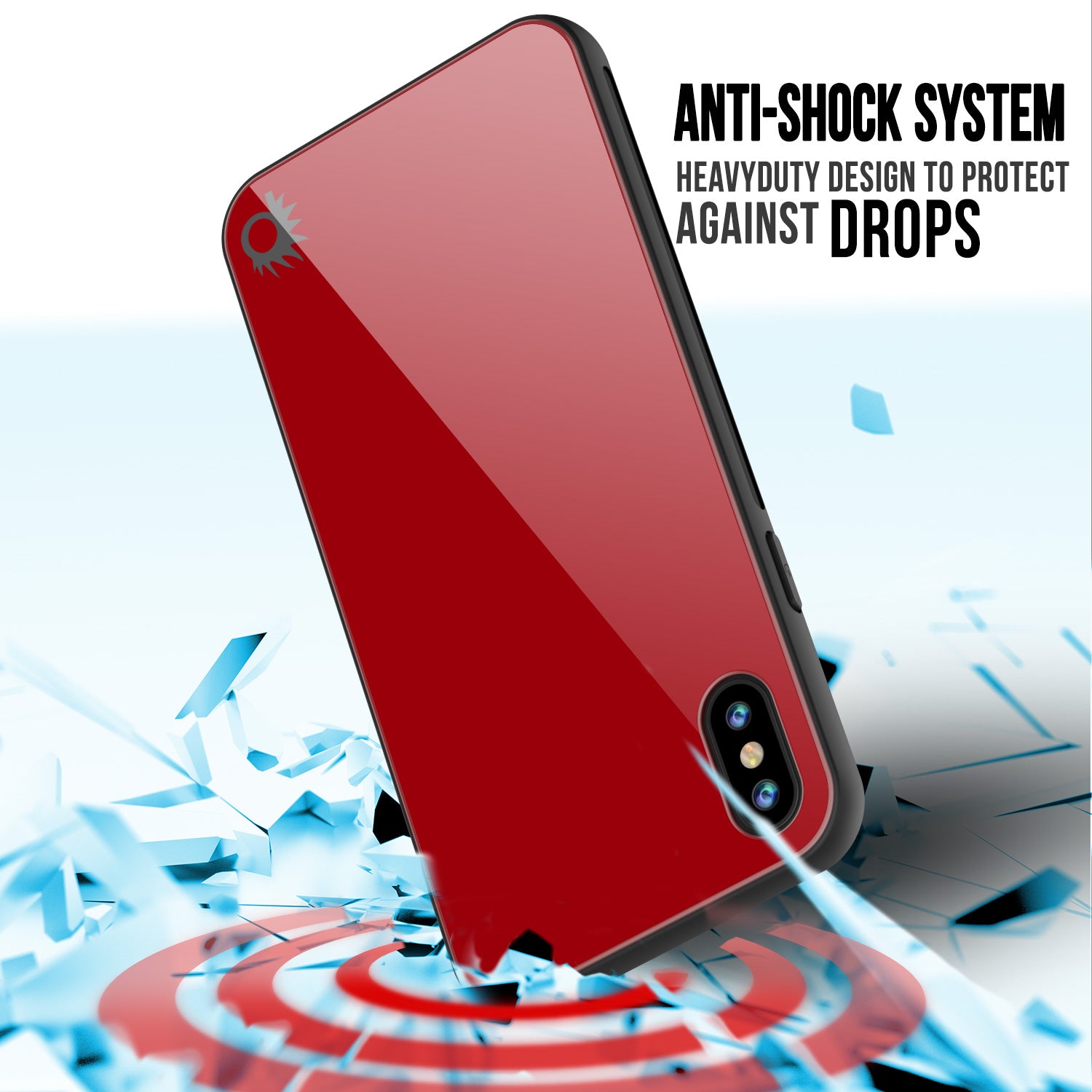 iPhone X Case, Punkcase GlassShield Ultra Thin Protective 9H Full Body Tempered Glass Cover Red