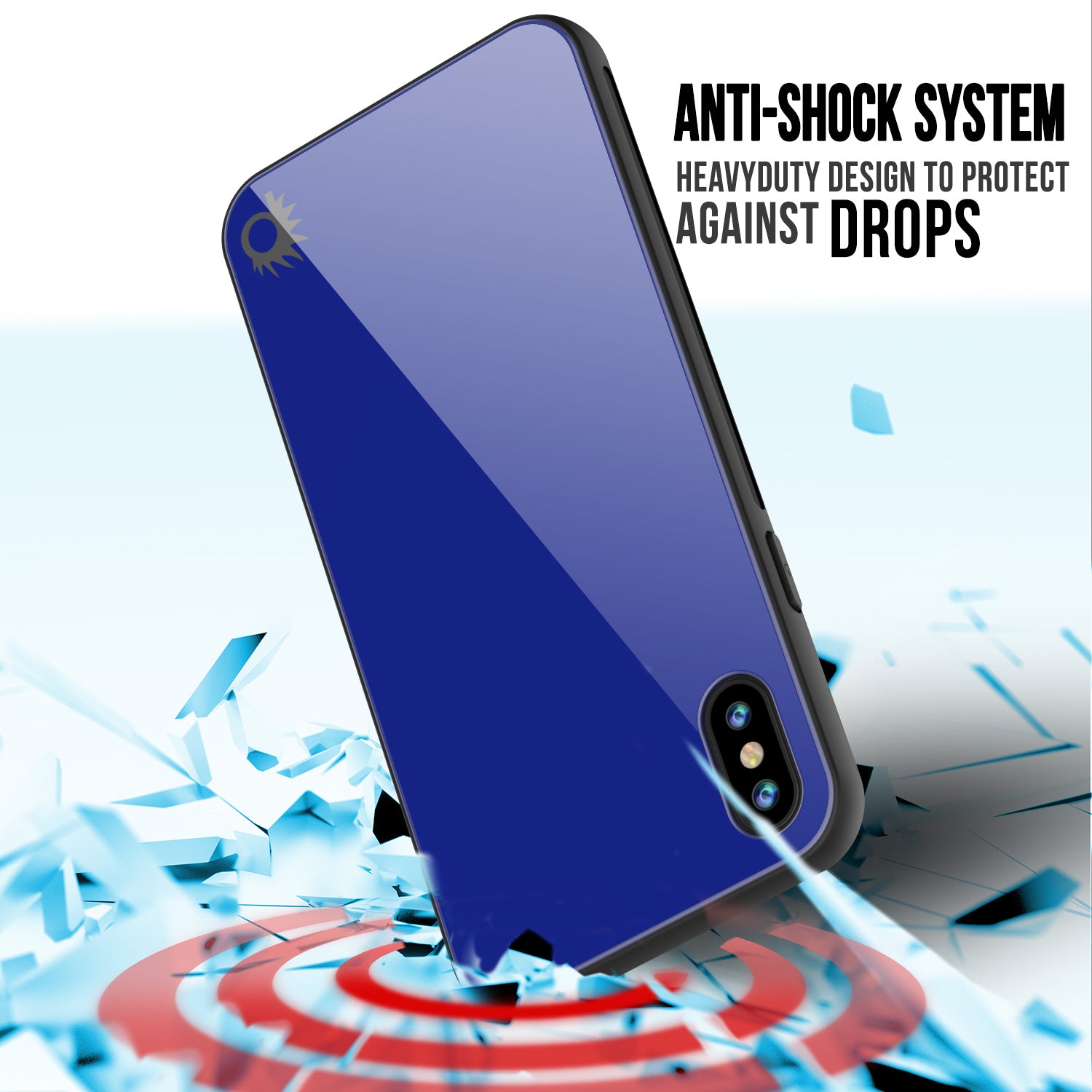 iPhone X Case, Punkcase GlassShield Ultra Thin Protective 9H Full Body Tempered Glass Cover Blue