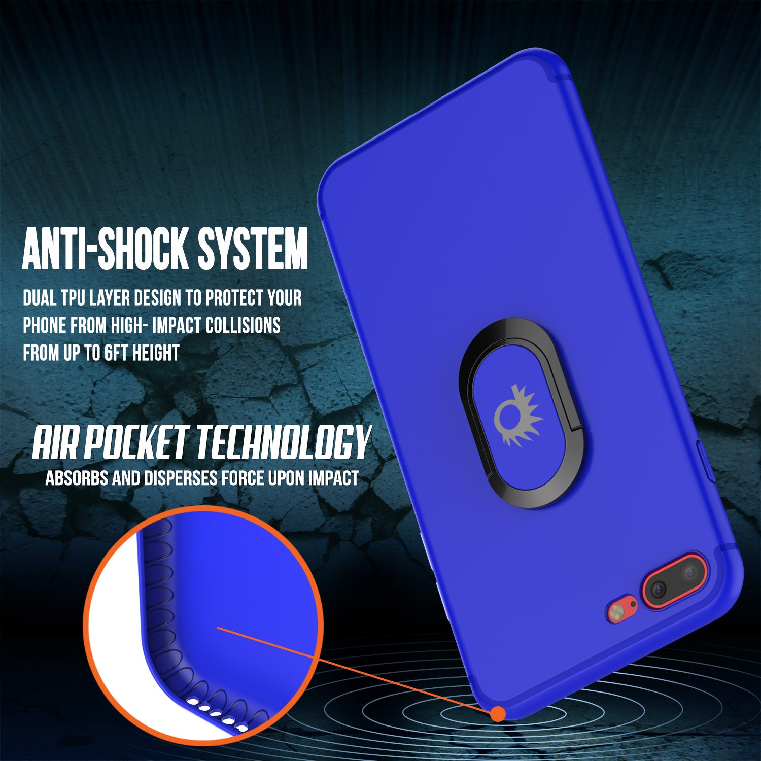 iPhone 8 PLUS Case, Punkcase Magnetix Protective TPU Cover W/ Kickstand, Tempered Glass Screen Protector [Blue]