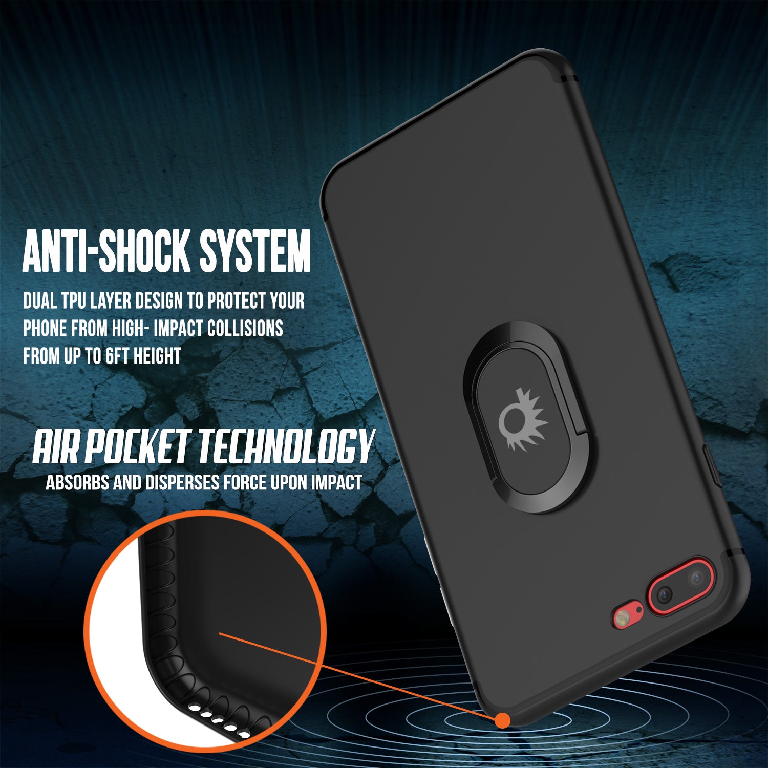 iPhone 8 PLUS Case, Punkcase Magnetix Protective TPU Cover W/ Kickstand, Tempered Glass Screen Protector [Black]