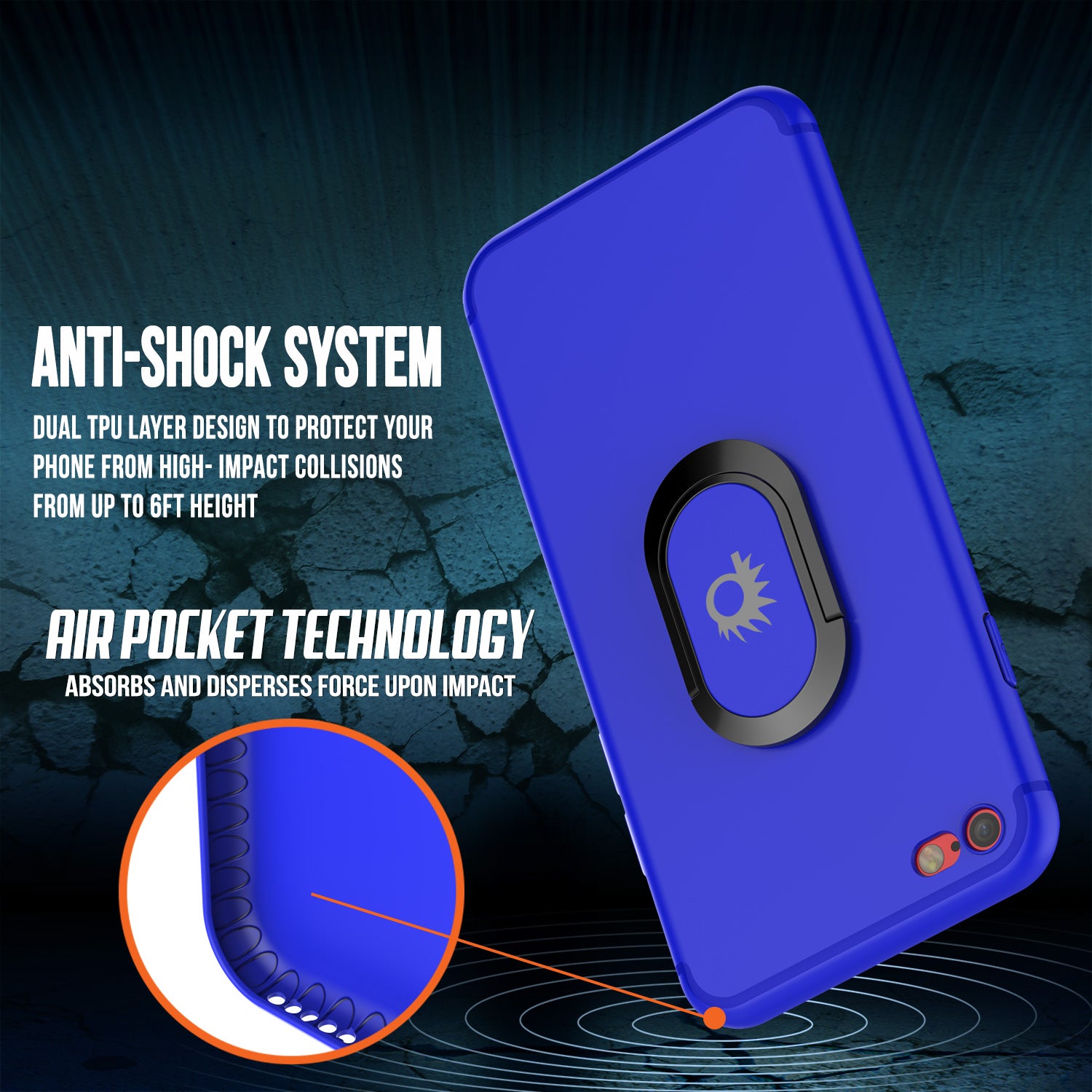 iPhone 8 Case, Punkcase Magnetix Protective TPU Cover W/ Kickstand, PLUS Tempered Glass Screen Protector [Blue]