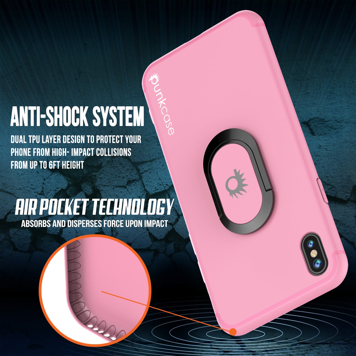 iPhone X Case, Punkcase Magnetix Protective TPU Cover W/ Kickstand, Tempered Glass Screen Protector [Pink]