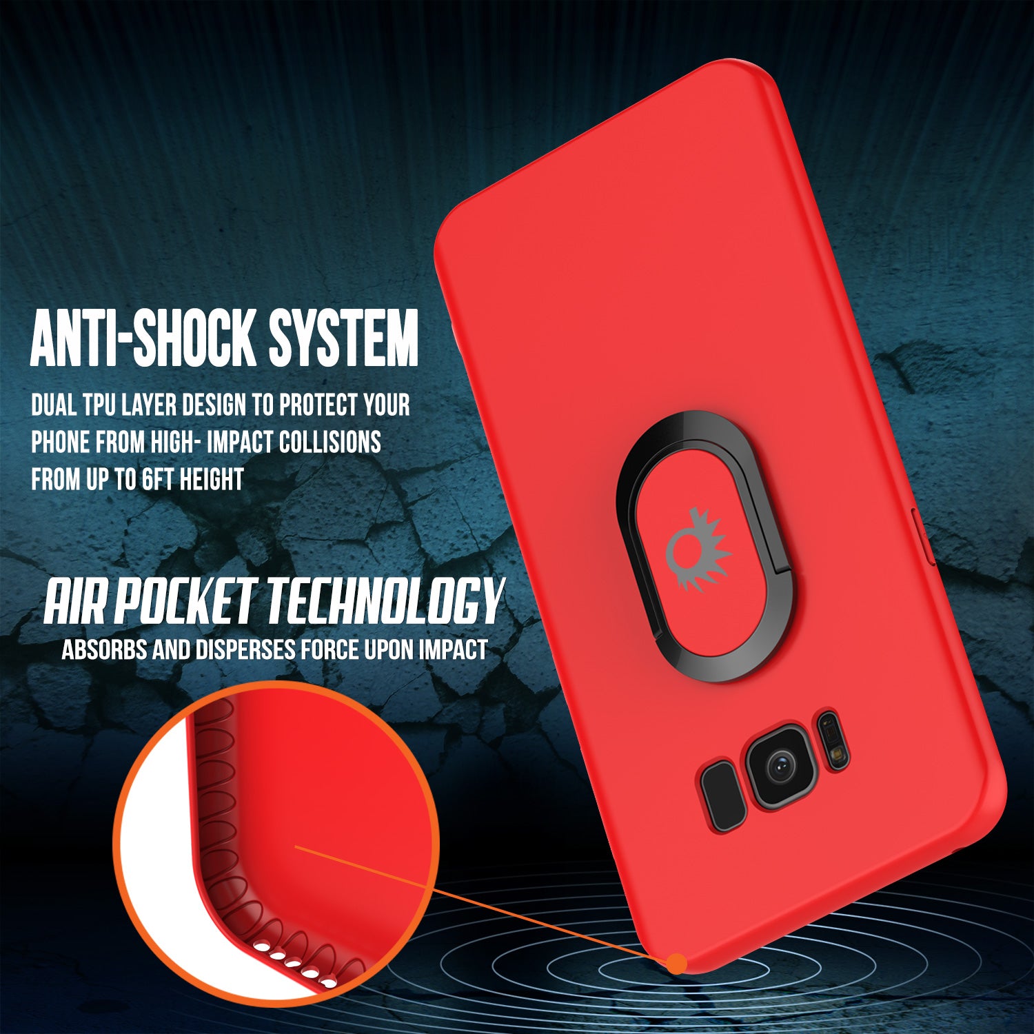 Galaxy S8 PLUS, Punkcase Magnetix Protective TPU Cover W/ Kickstand, Screen Protector [Red]