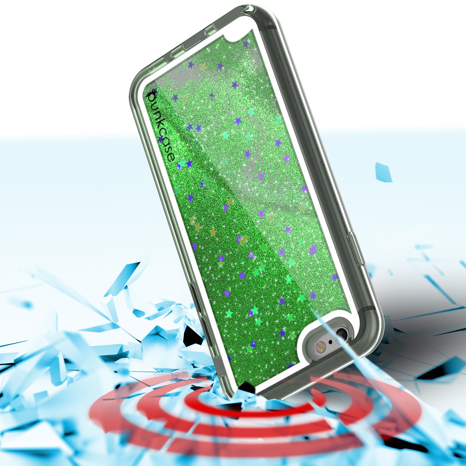 iPhone 7 Case, PunkCase LIQUID Green Series, Protective Dual Layer Floating Glitter Cover