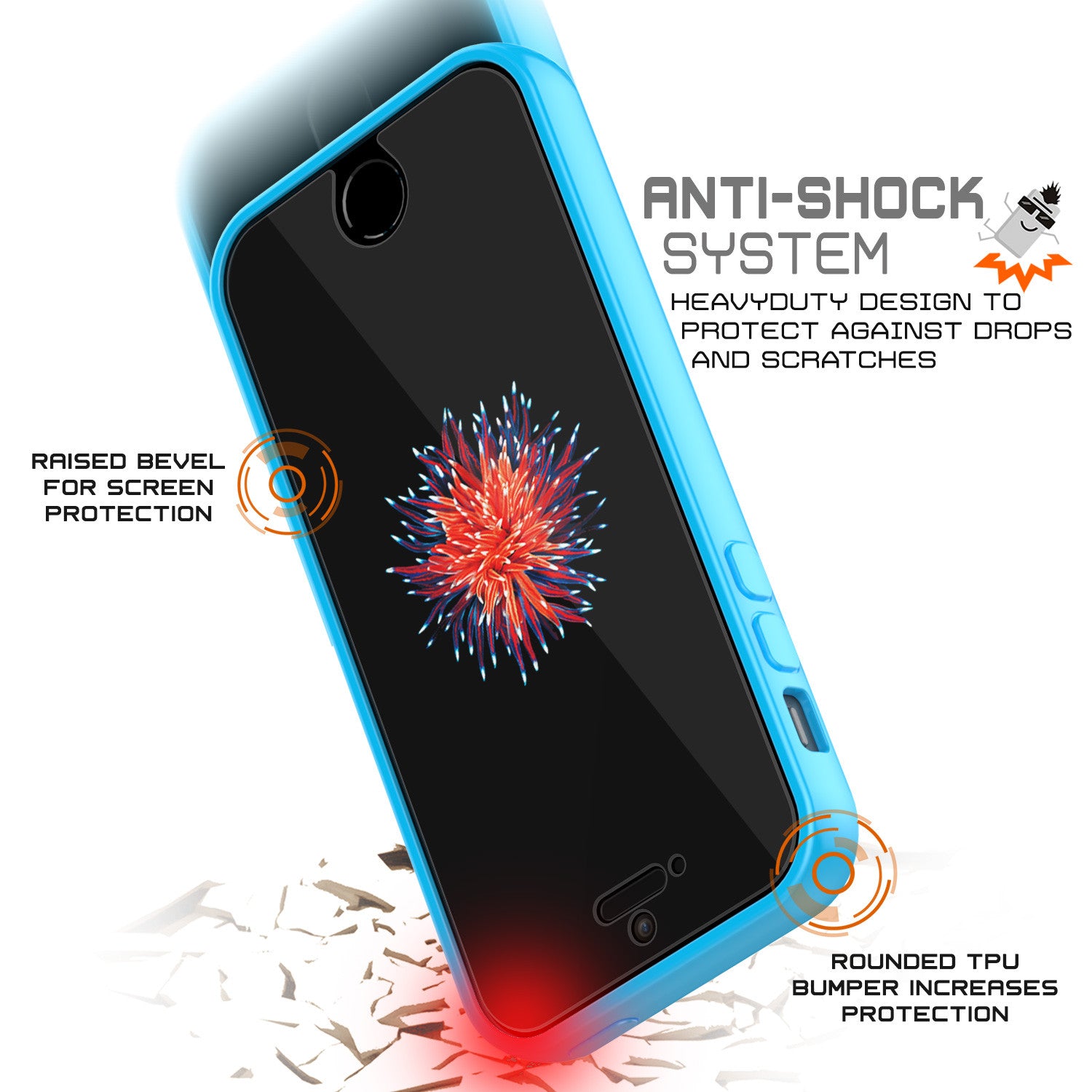 iPhone SE/5S/5 Case Punkcase® LUCID 2.0 Light Blue Series w/ PUNK SHIELD Screen Protector | Ultra Fit