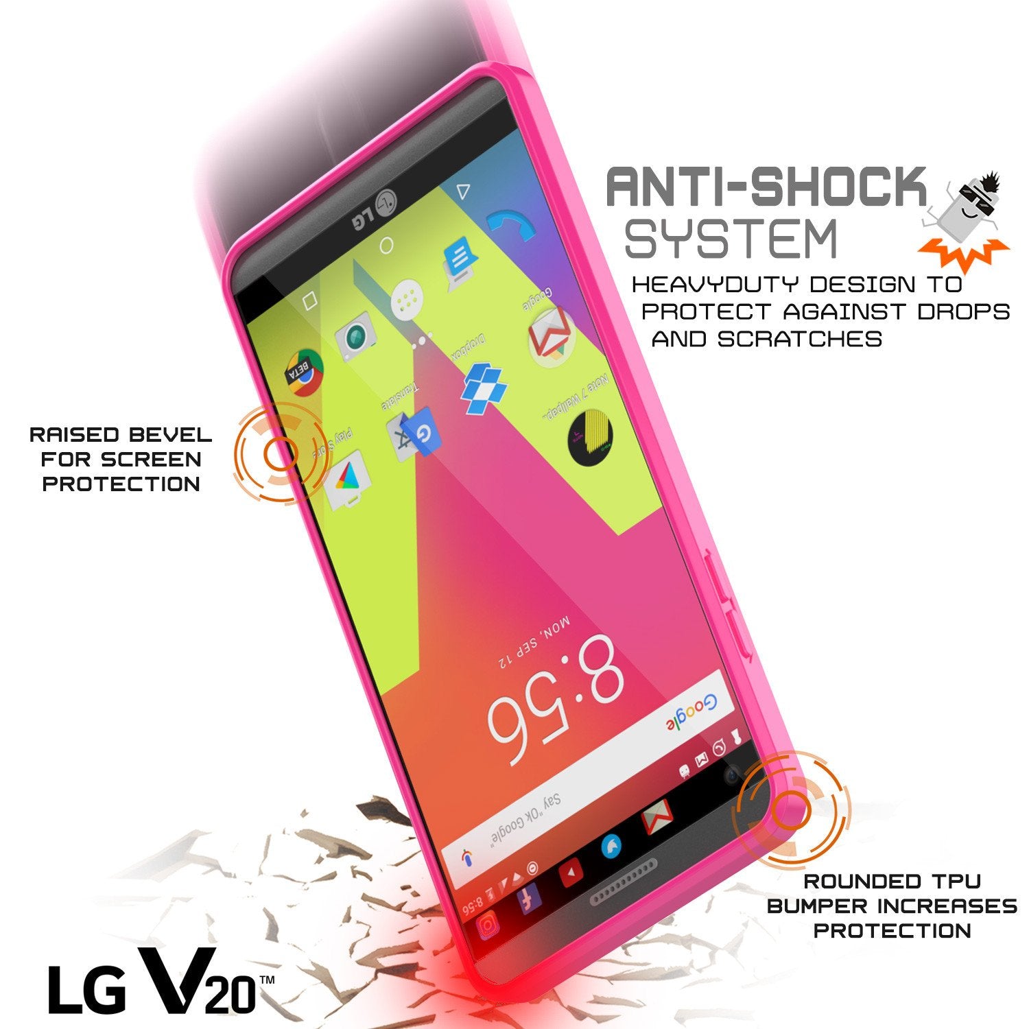 LG v40 Case Punkcase® LUCID 2.0 Pink Series w/ PUNK SHIELD Glass Screen Protector | Ultra Fit