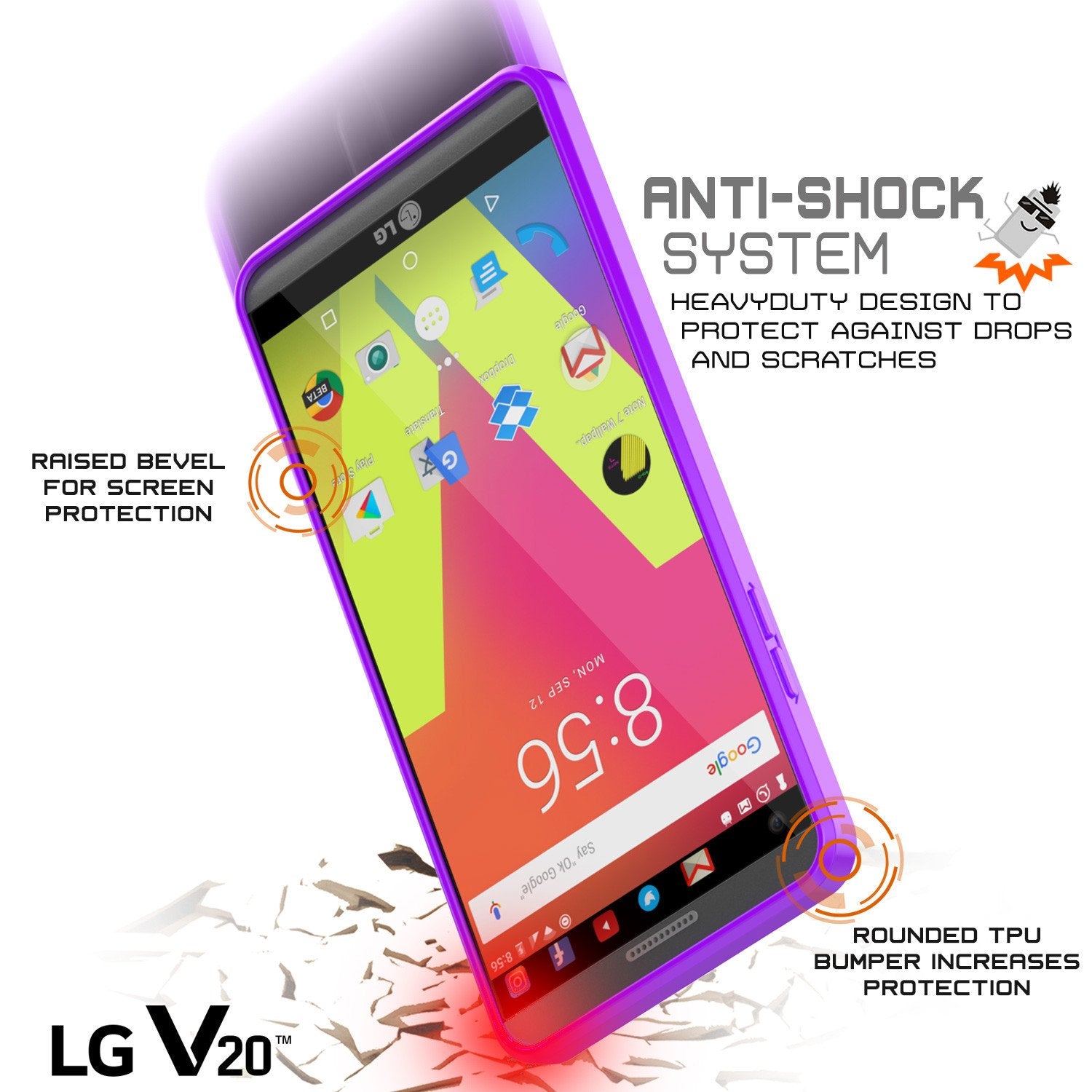 LG v40 Case Punkcase® LUCID 2.0 Purple Series w/ PUNK SHIELD Glass Screen Protector | Ultra Fit