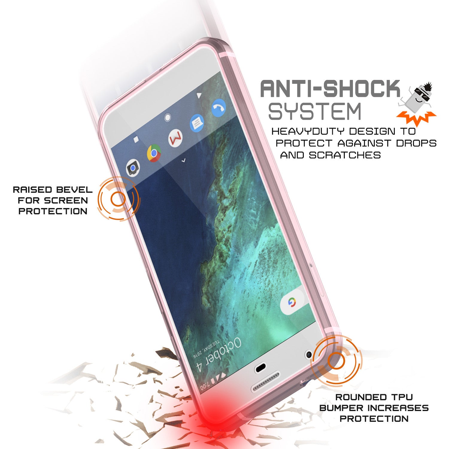 Google Pixel Case Punkcase® LUCID 2.0 Crystal Pink Series w/ PUNK SHIELD Glass Screen Protector | Ultra Fit