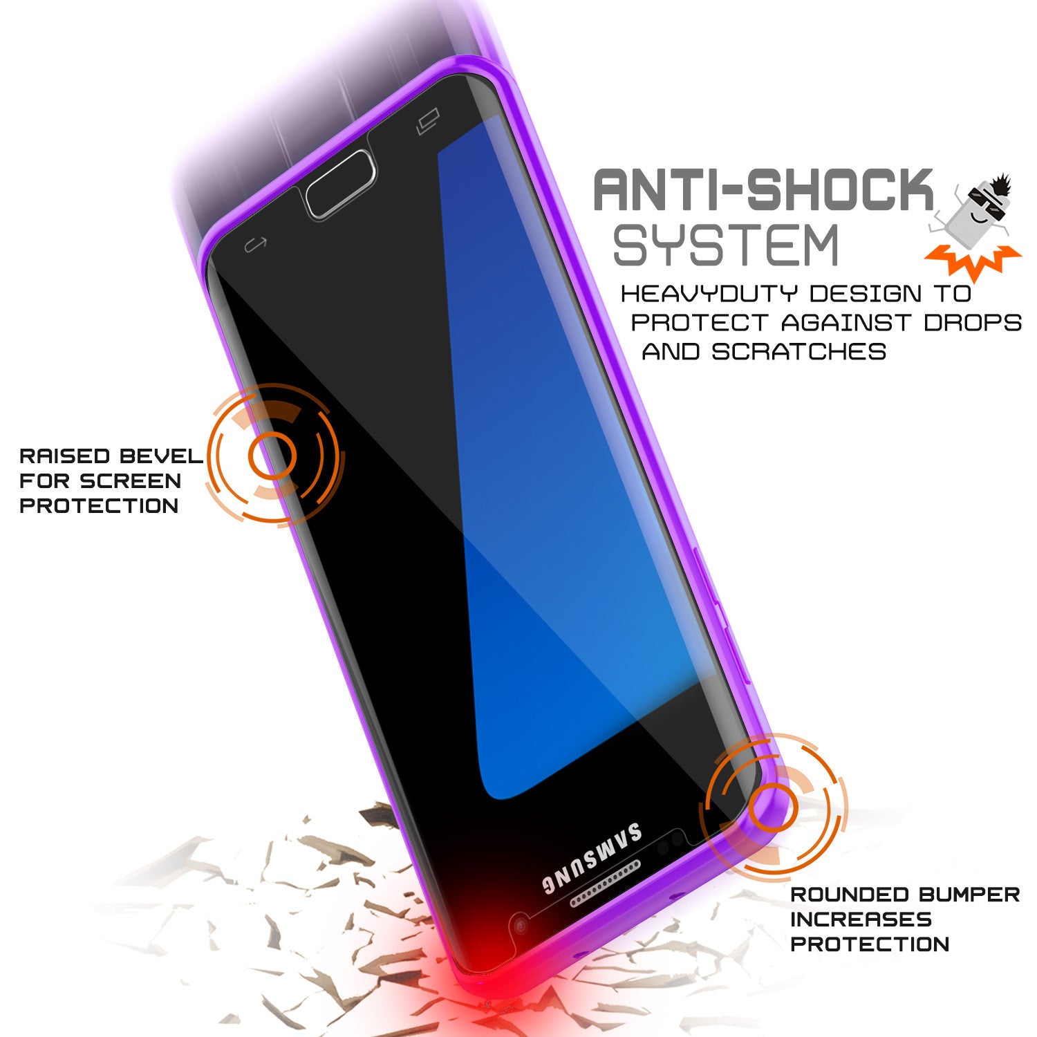 S7 Edge Case Punkcase® LUCID 2.0 Purple Series w/ PUNK SHIELD Screen Protector | Ultra Fit