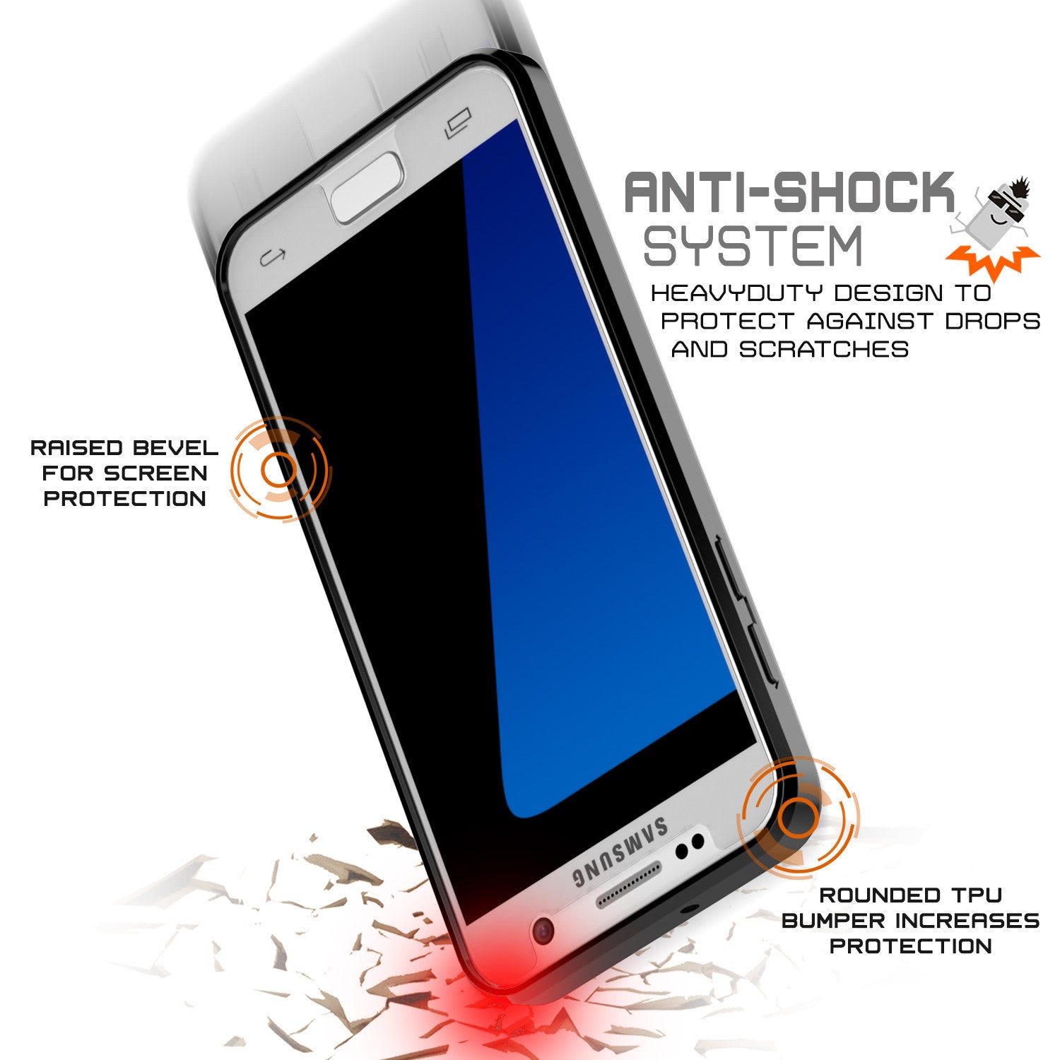 S7 Case Punkcase® LUCID 2.0 Black Series w/ PUNK SHIELD Glass Screen Protector | Ultra Fit