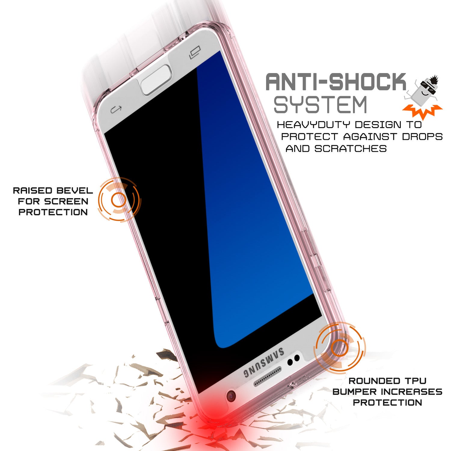 S7 Case Punkcase® LUCID 2.0 Crystal Pink Series w/ PUNK SHIELD Glass Screen Protector | Ultra Fit