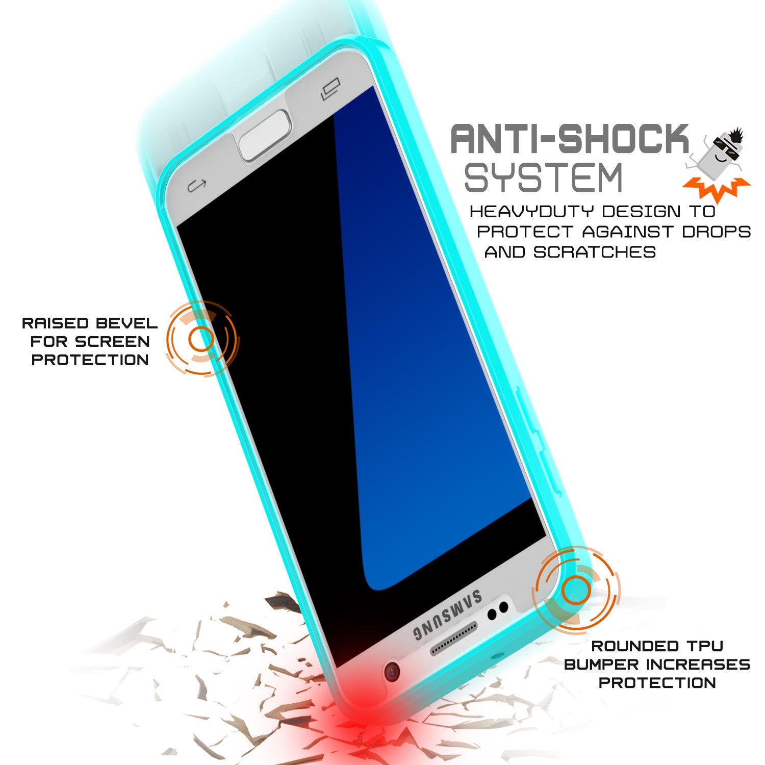 S7 Case Punkcase® LUCID 2.0 Teal Series w/ PUNK SHIELD Glass Screen Protector | Ultra Fit