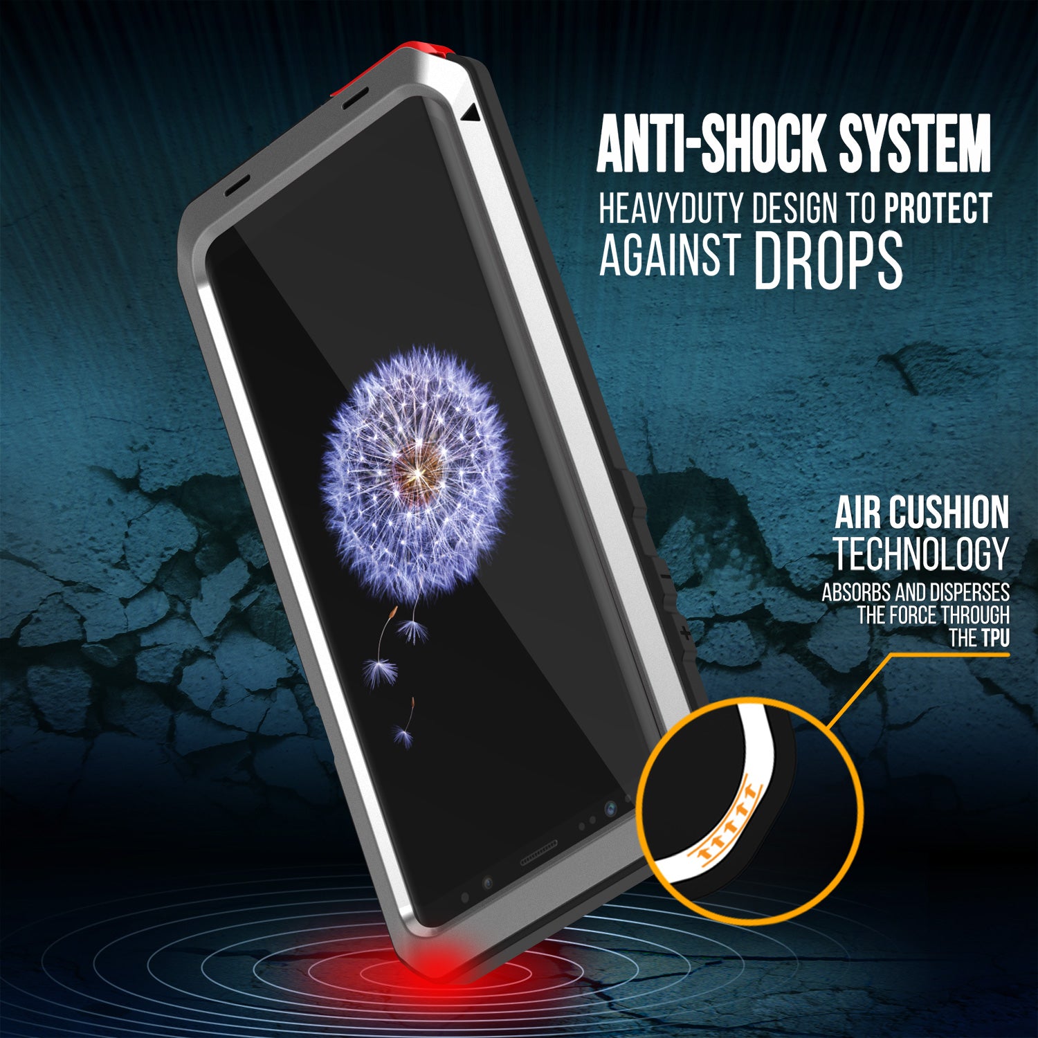 Galaxy S9 Plus Metal Case, Heavy Duty Military Grade Rugged Armor Cover [Silver]