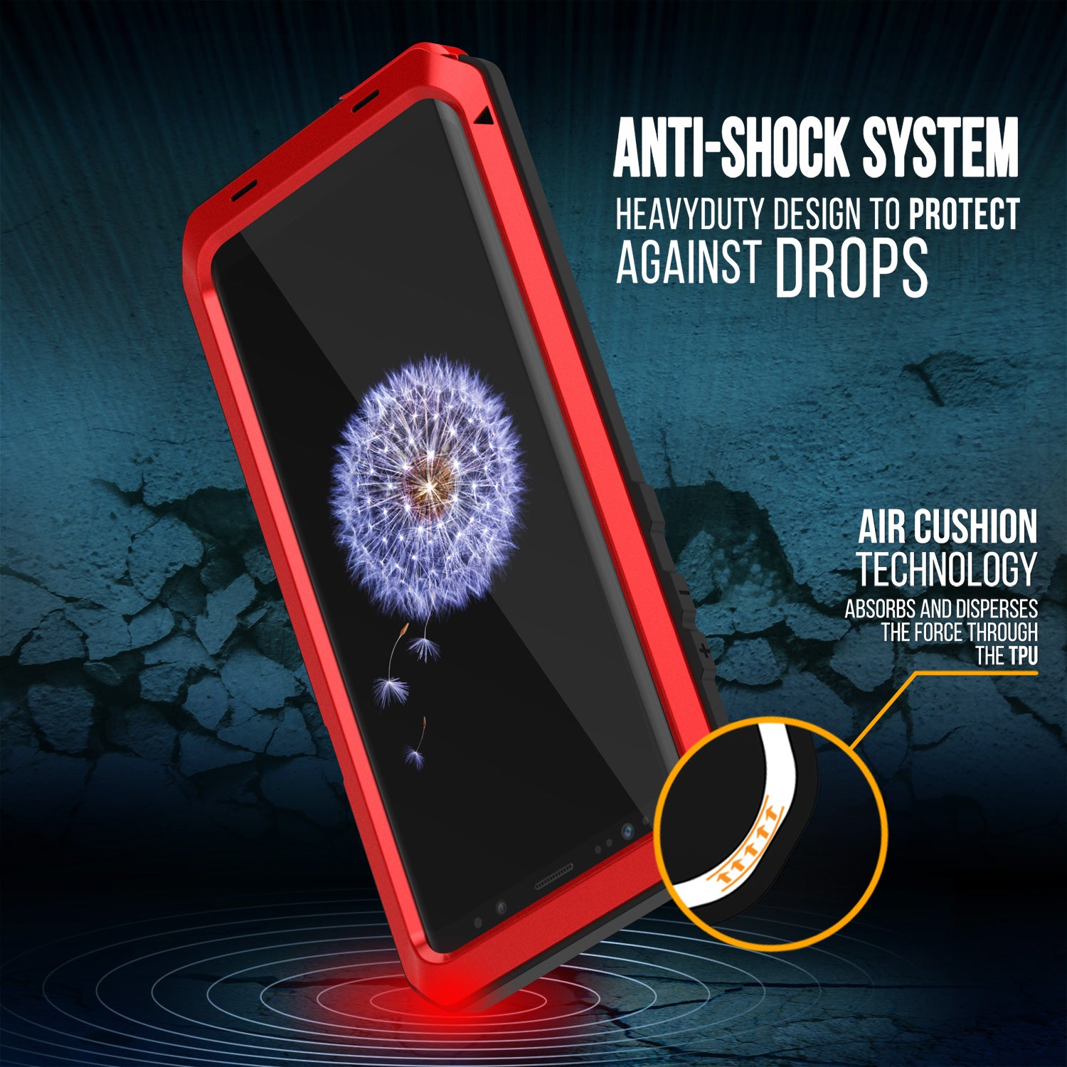 Galaxy S9 Plus Metal Case, Heavy Duty Military Grade Rugged Armor Cover [Red]
