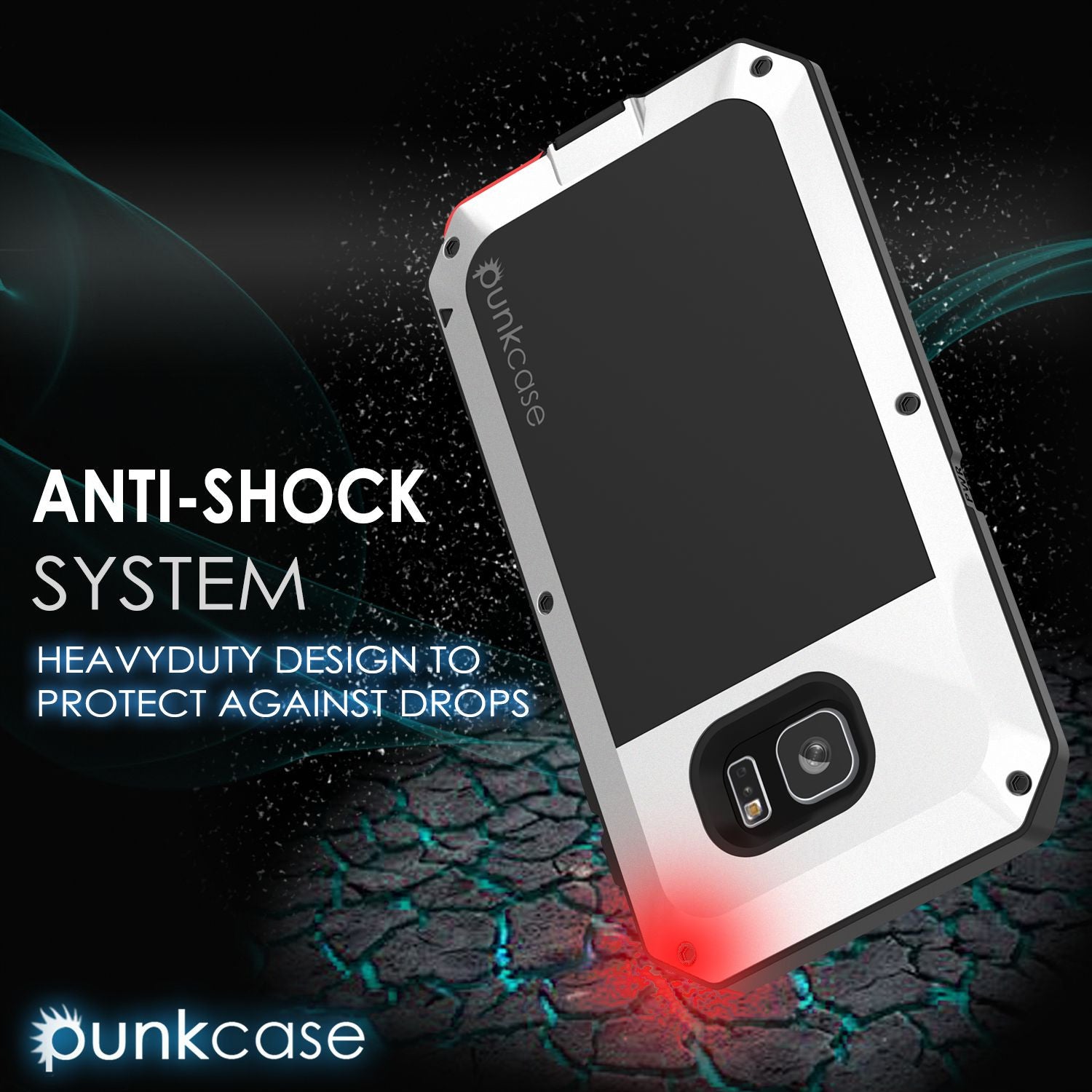 Galaxy S7 EDGE  Case, PUNKcase Metallic White Shockproof  Slim Metal Armor Case