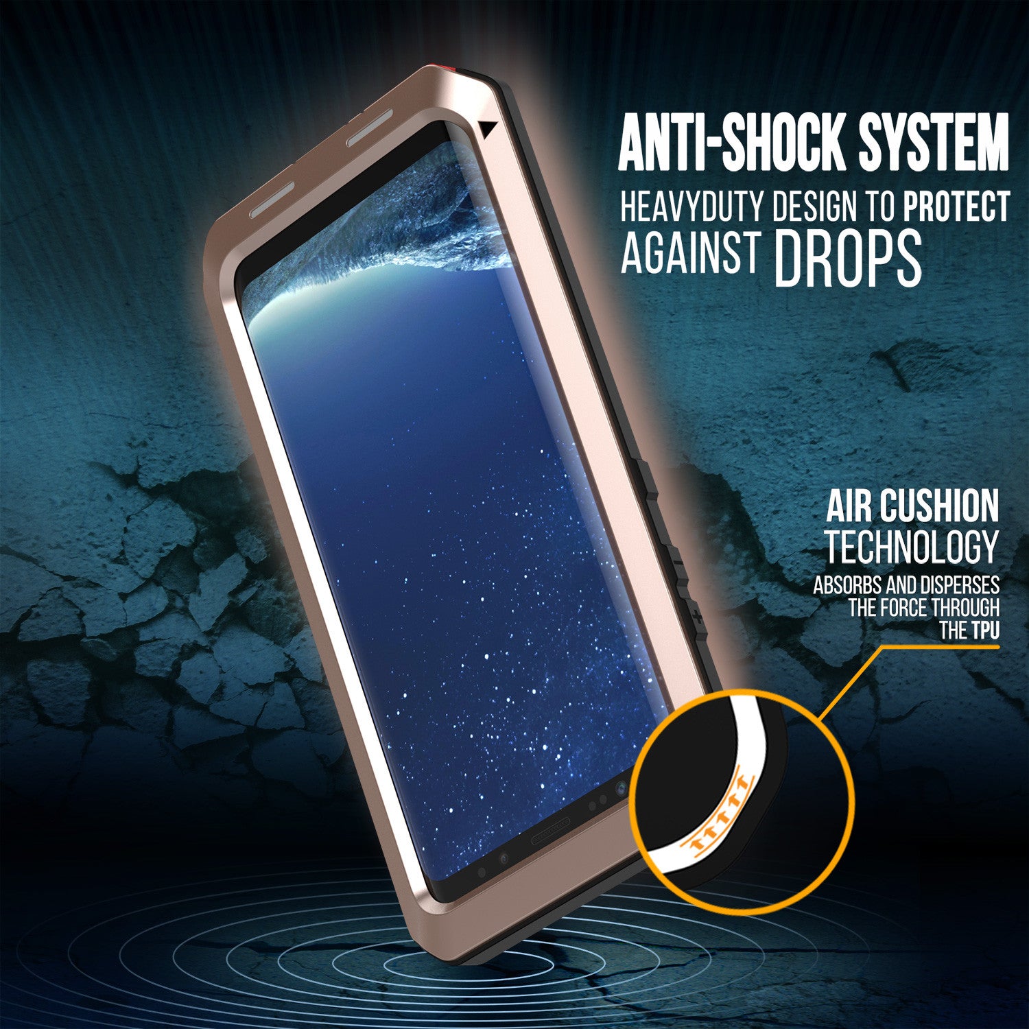 Galaxy S8  Case, PUNKcase Metallic Gold Shockproof  Slim Metal Armor Case