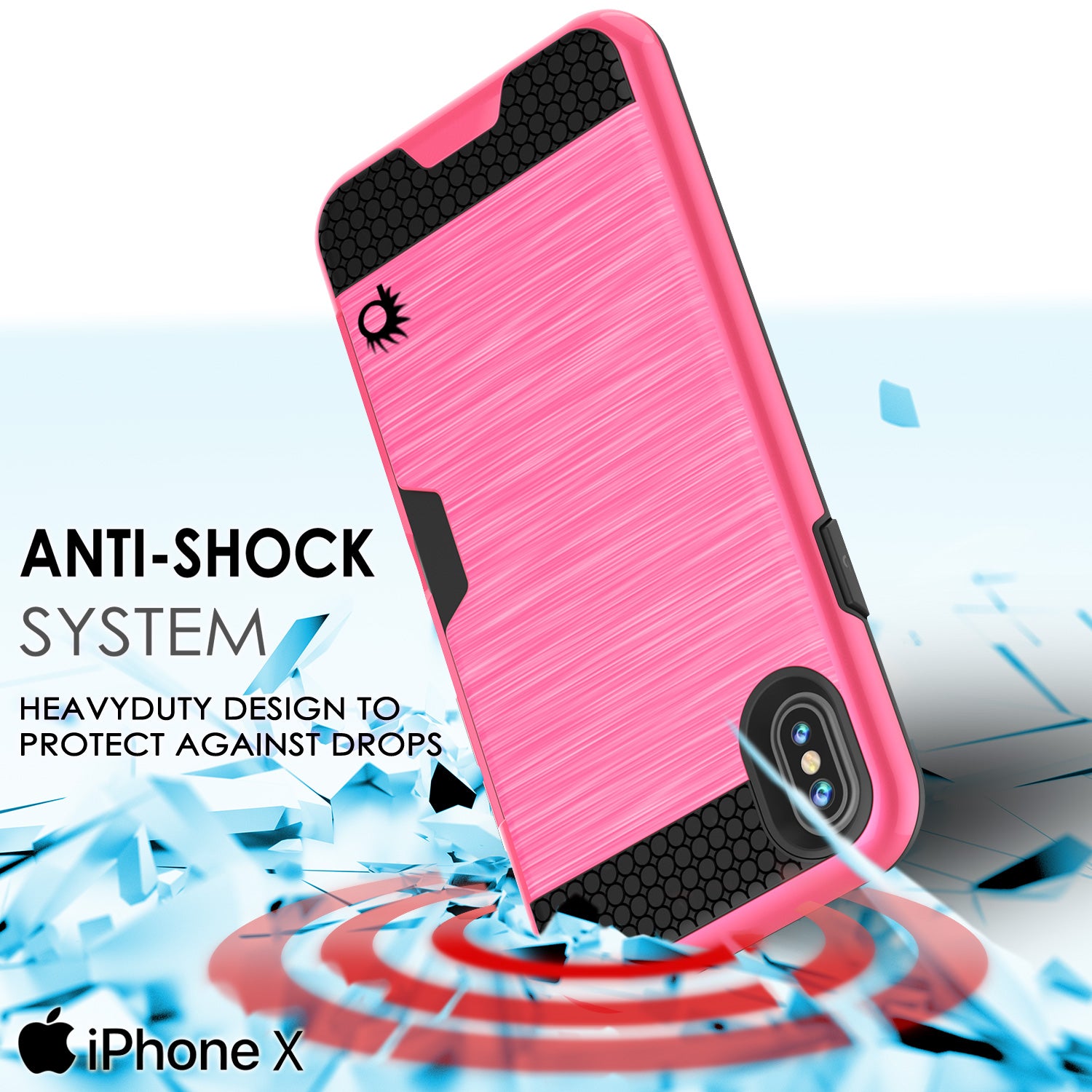 iPhone X Case, PUNKcase [SLOT Series] Slim Fit Dual-Layer Armor Cover [Pink]