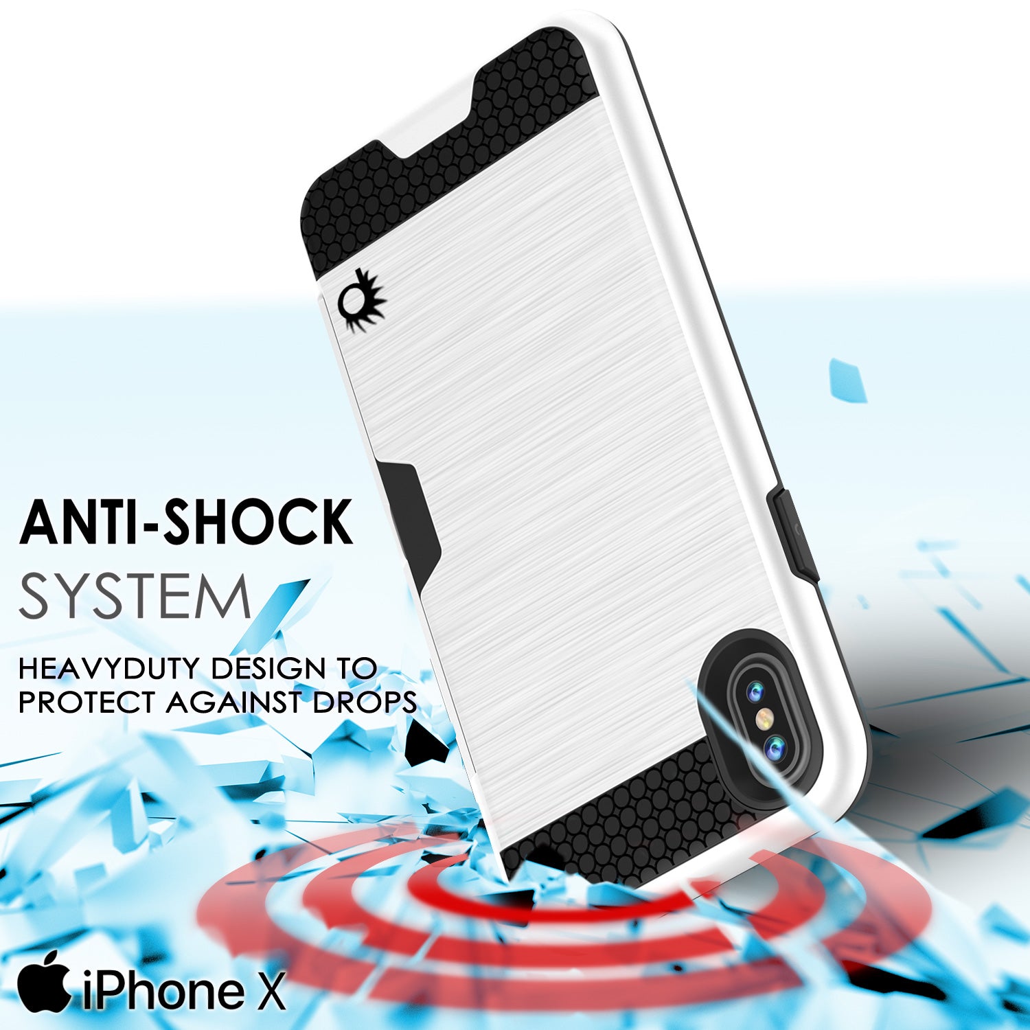 iPhone X Case, PUNKcase [SLOT Series] Slim Fit Dual-Layer Armor Cover [White]