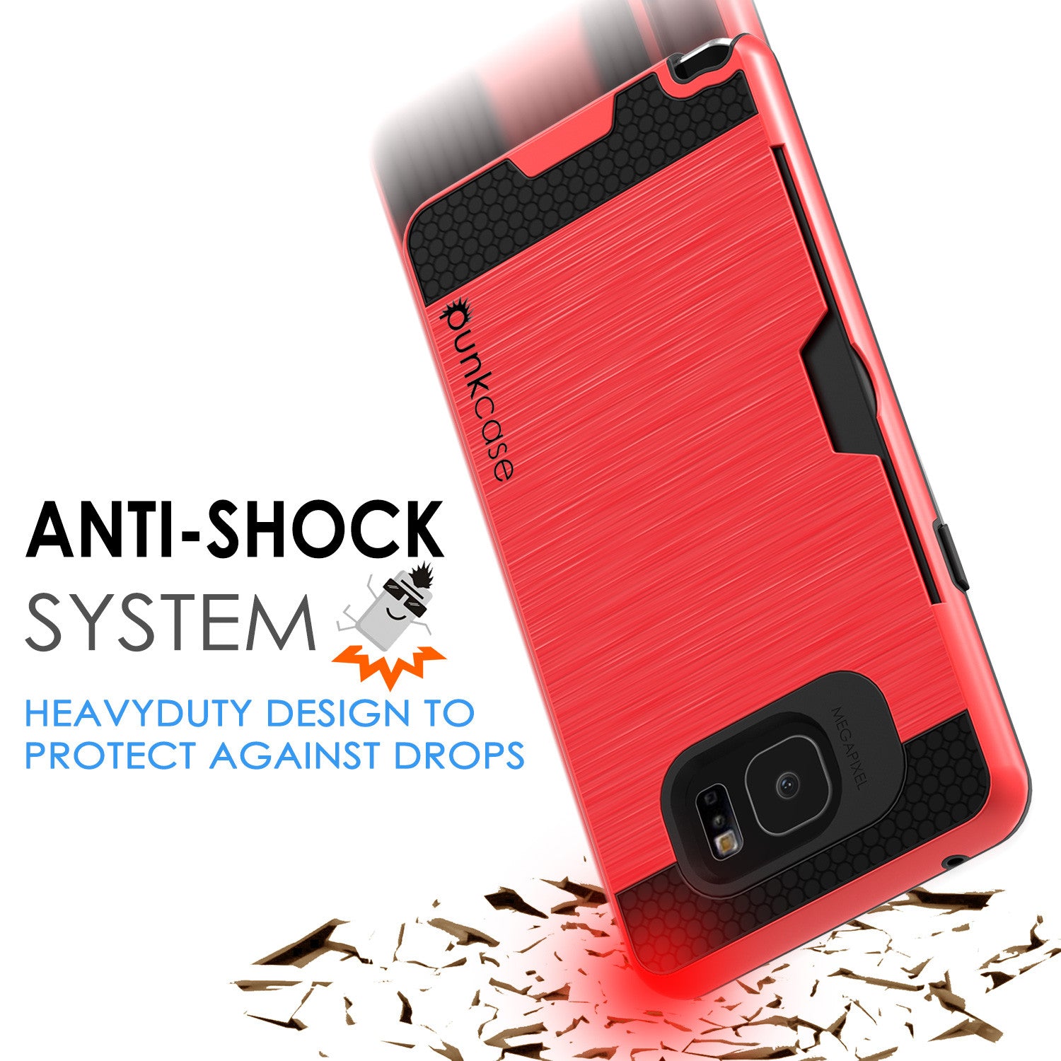 Galaxy Note 5 Case PunkCase SLOT Red Series Slim Armor Soft Cover Case w/ Tempered Glass