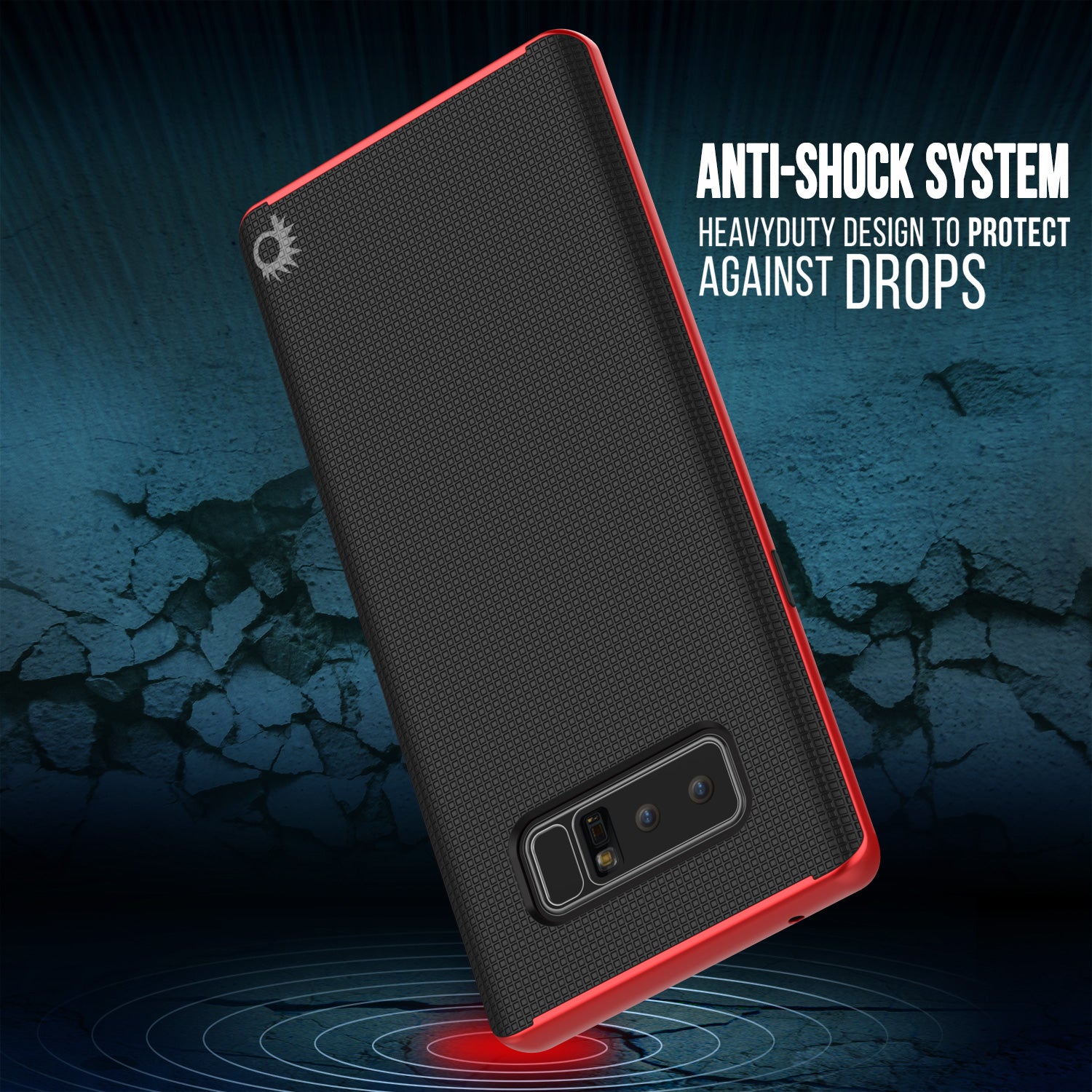 Galaxy Note 8 Hybrid 3-Piece Anti-Shock Dual Layer Bumper Case | Red