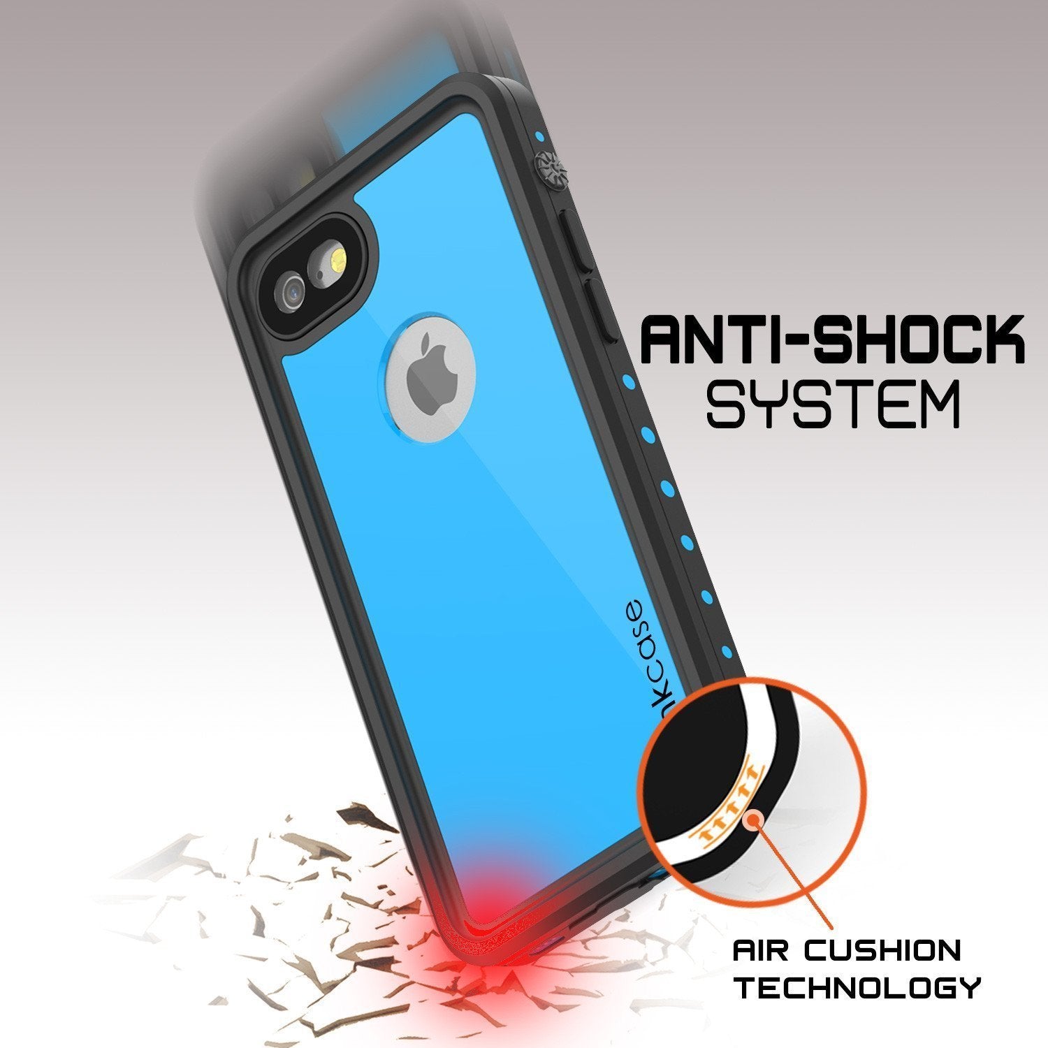 iPhone 8 Waterproof Case, Punkcase [Light Blue] [StudStar Series]  [Slim Fit] [IP68 Certified] [Dirt/Snow Proof]
