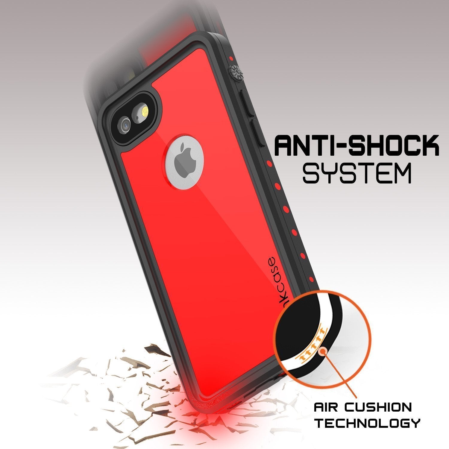iPhone SE (4.7") Waterproof Case, Punkcase [Red] [StudStar Series] [Slim Fit] [IP68 Certified]  [Dirtproof] [Snowproof]