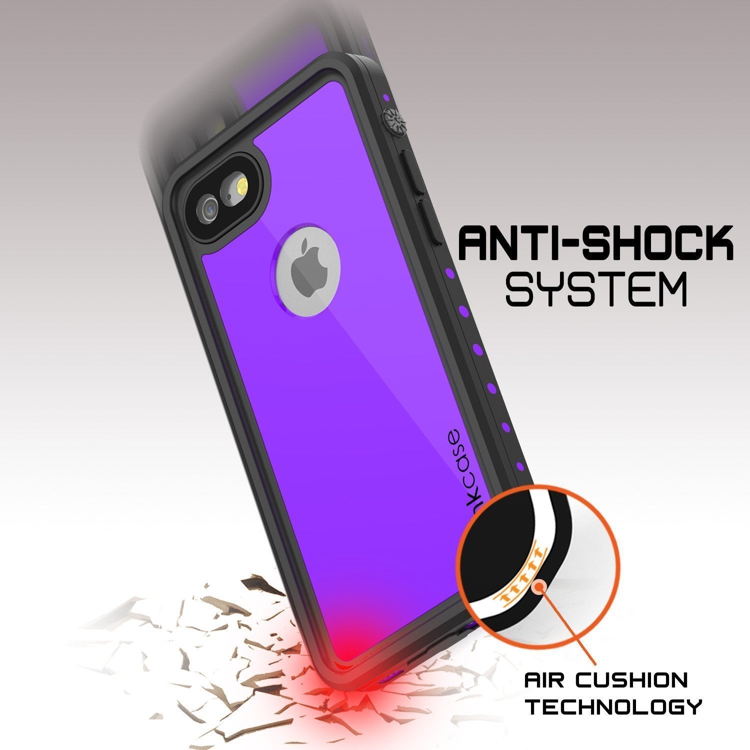 iPhone 8 Waterproof Case, Punkcase [Purple] [StudStar Series] [Slim Fit][IP68 Certified]  [Dirtproof] [Snowproof]