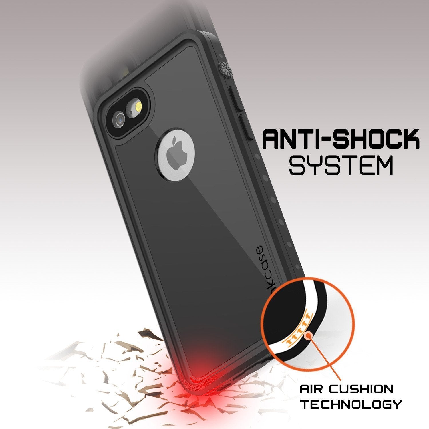 iPhone 8 Waterproof Case, Punkcase [Black] [StudStar Series] [Slim Fit] [IP68 Certified][Dirtproof] [Snowproof]
