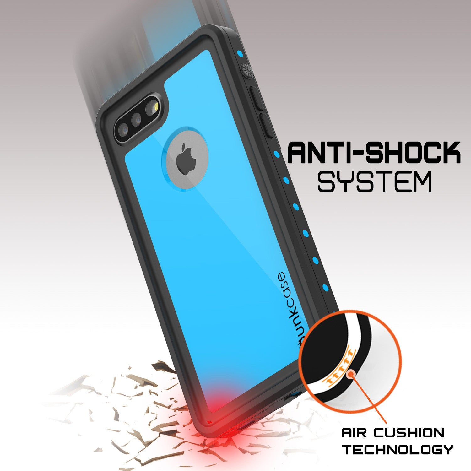 iPhone 7+ Plus Waterproof IP68 Case, Punkcase [Light Blue] [StudStar Series] [Slim Fit] [Dirtproof]