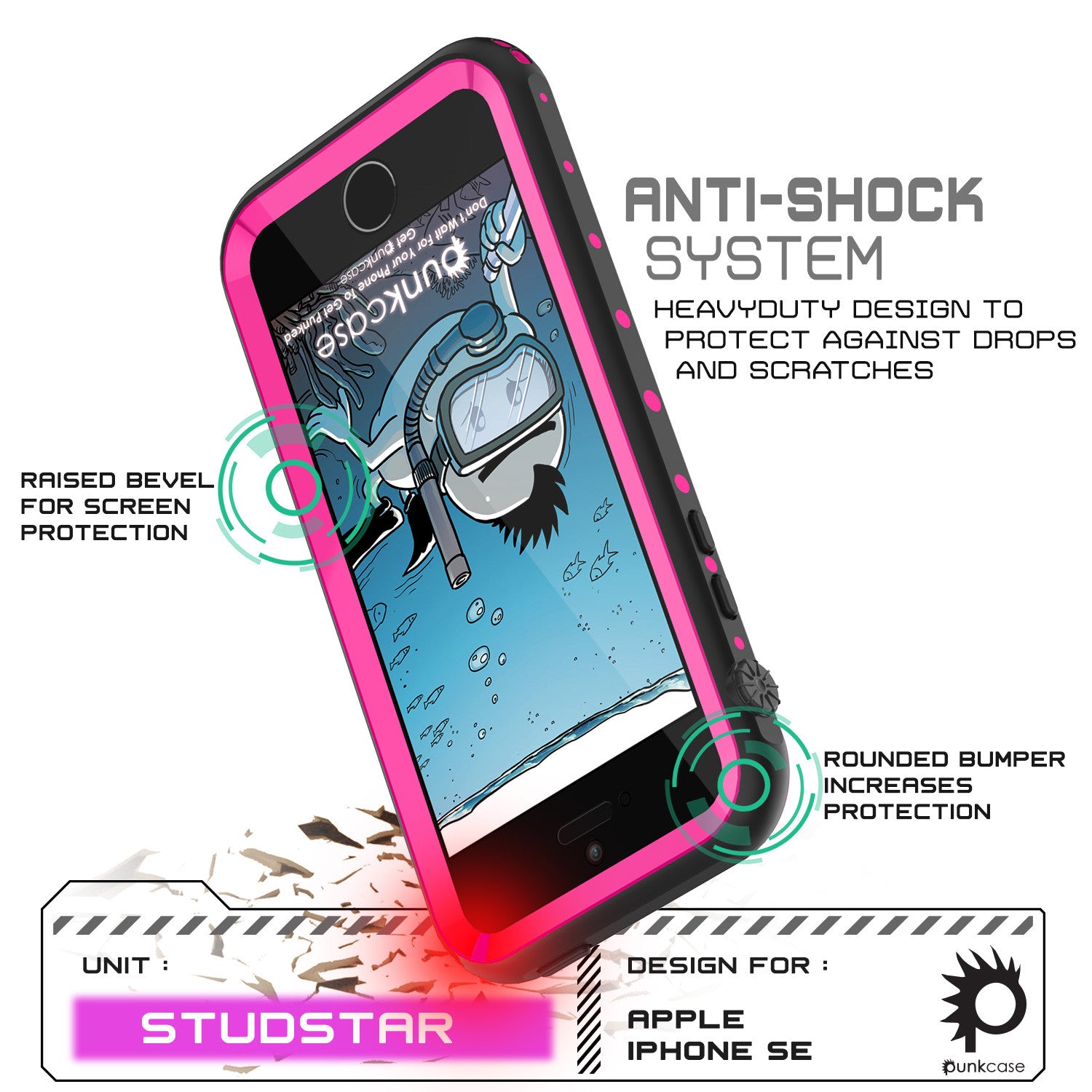 iPhone SE/5S/5 Waterproof Case, PunkCase StudStar Pink  Shock/Dirt/Snow Proof | Lifetime Warranty