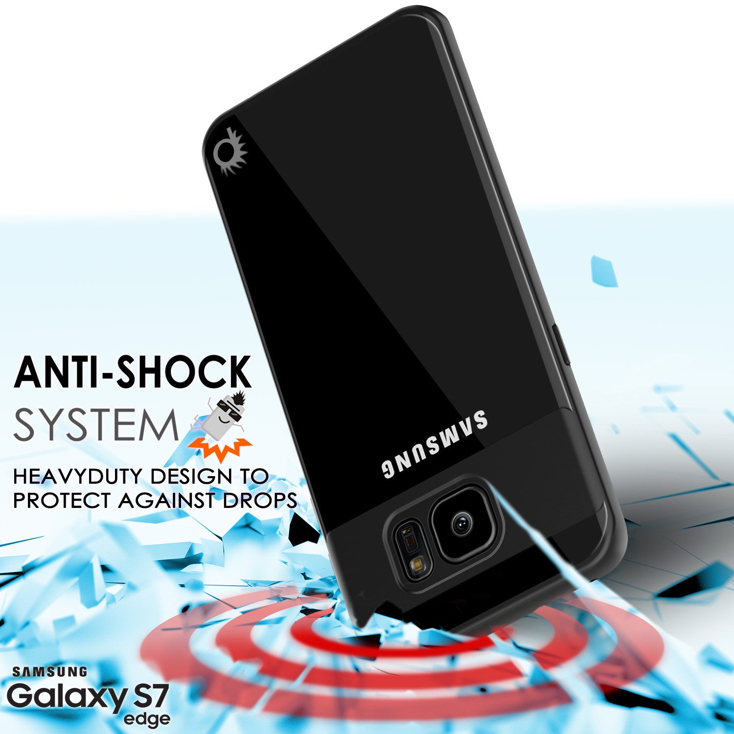 Galaxy S7 Edge Case [MASK Series] [BLACK] Full Body Hybrid Dual Layer TPU Cover W/ Protective PUNKSHIELD Screen Protector