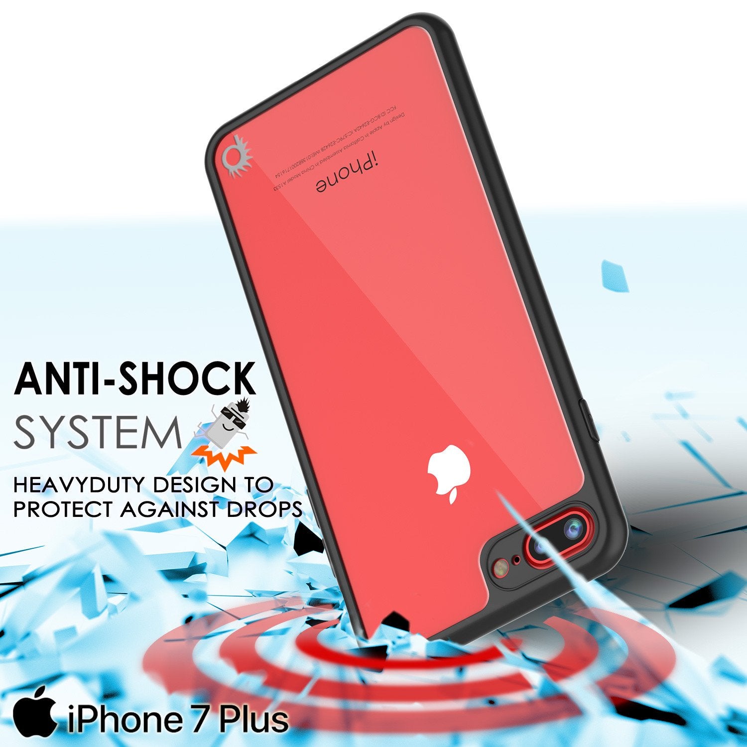 iPhone 8+ Plus Case, Punkcase [MASK Series] [BLACK] Full Body Hybrid Dual Layer TPU Cover W/ protective Tempered Glass Screen Protector