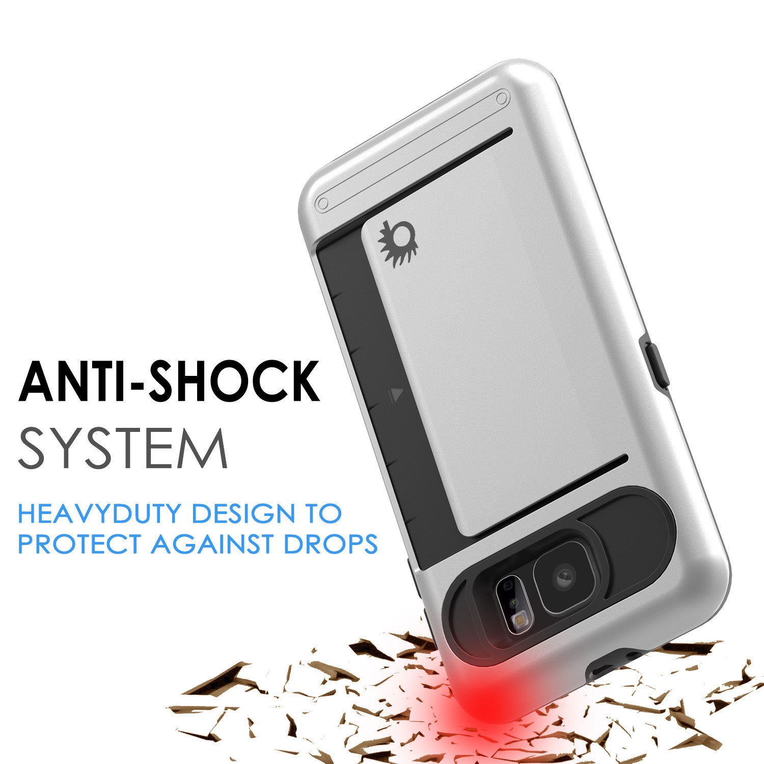 Galaxy S6 EDGE Case PunkCase CLUTCH Silver Series Slim Armor Soft Cover Case w/ Screen Protector