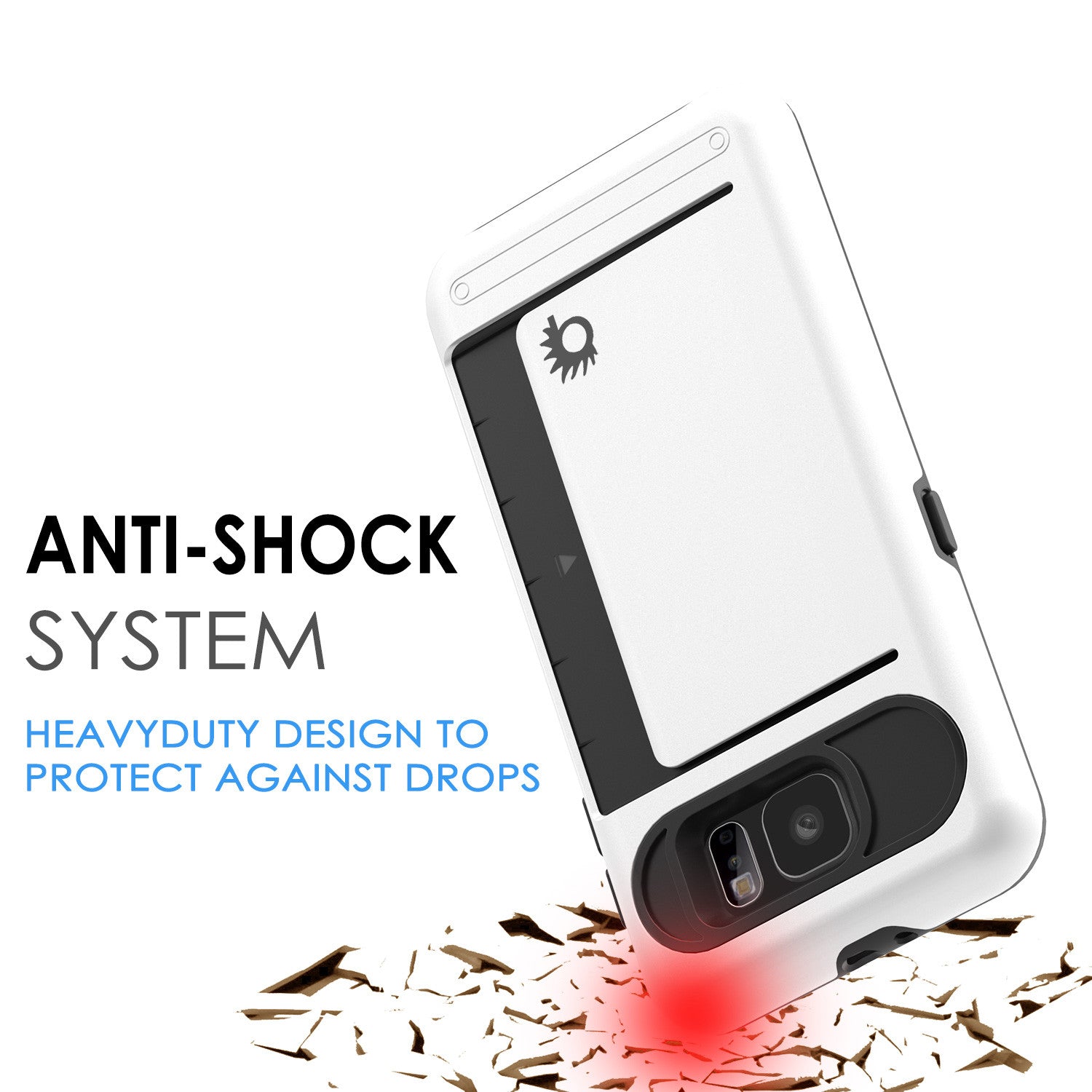 Galaxy s6 Case PunkCase CLUTCH White Series Slim Armor Soft Cover Case w/ Tempered Glass