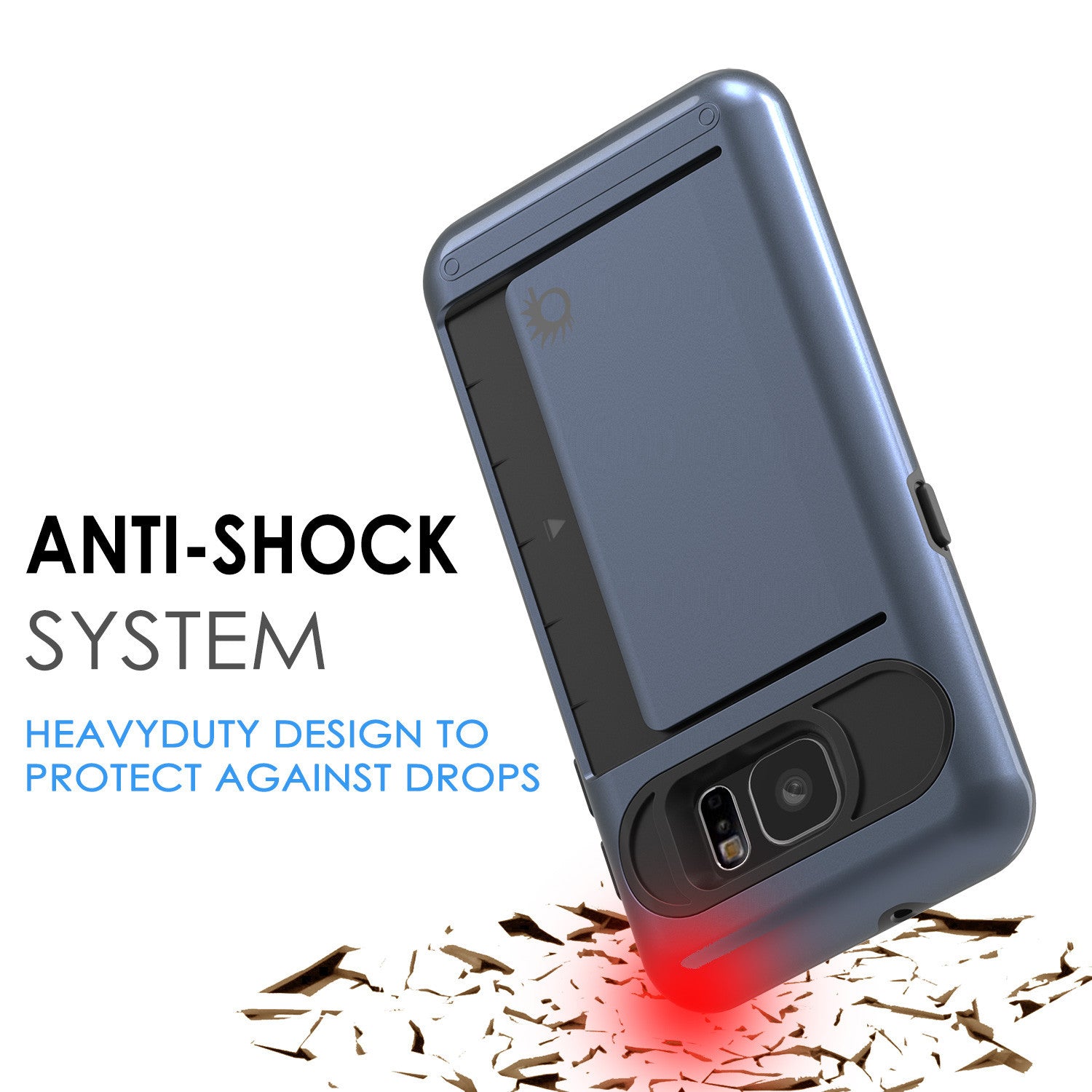 Galaxy Note 5 Case PunkCase CLUTCH Navy Series Slim Armor Soft Cover Case w/ Tempered Glass