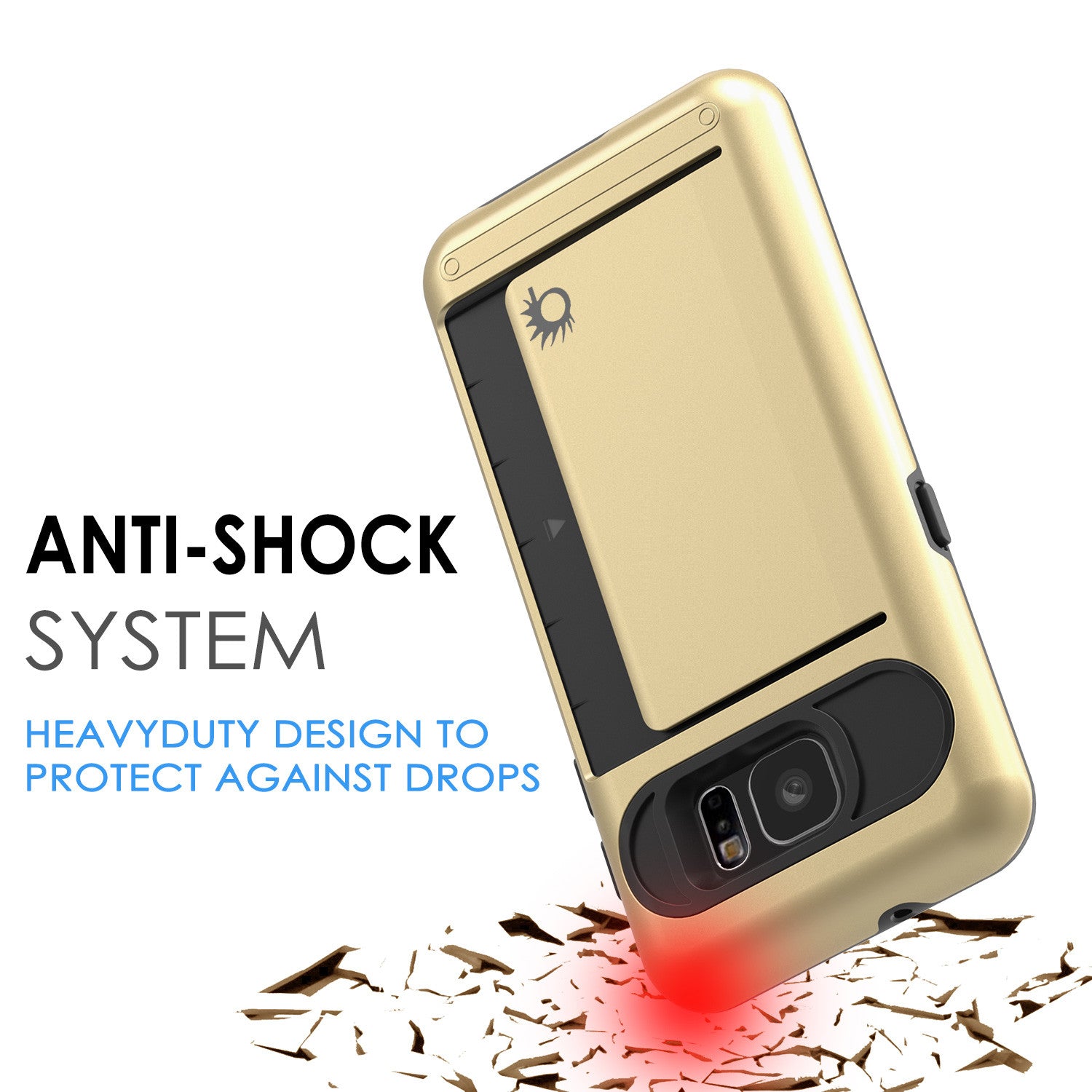 Galaxy s7 Case PunkCase CLUTCH Gold Series Slim Armor Soft Cover Case w/ Tempered Glass