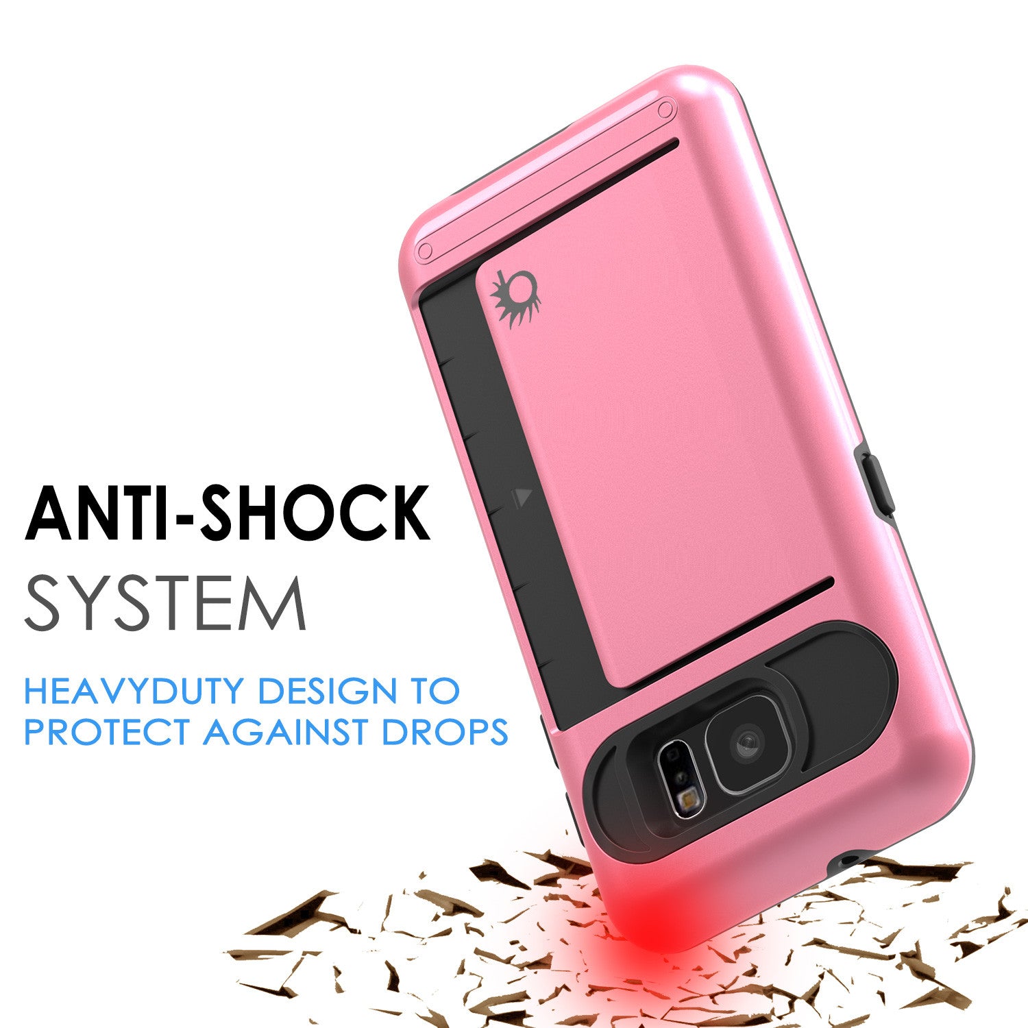 Galaxy s7 Case PunkCase CLUTCH Pink Series Slim Armor Soft Cover Case w/ Tempered Glass
